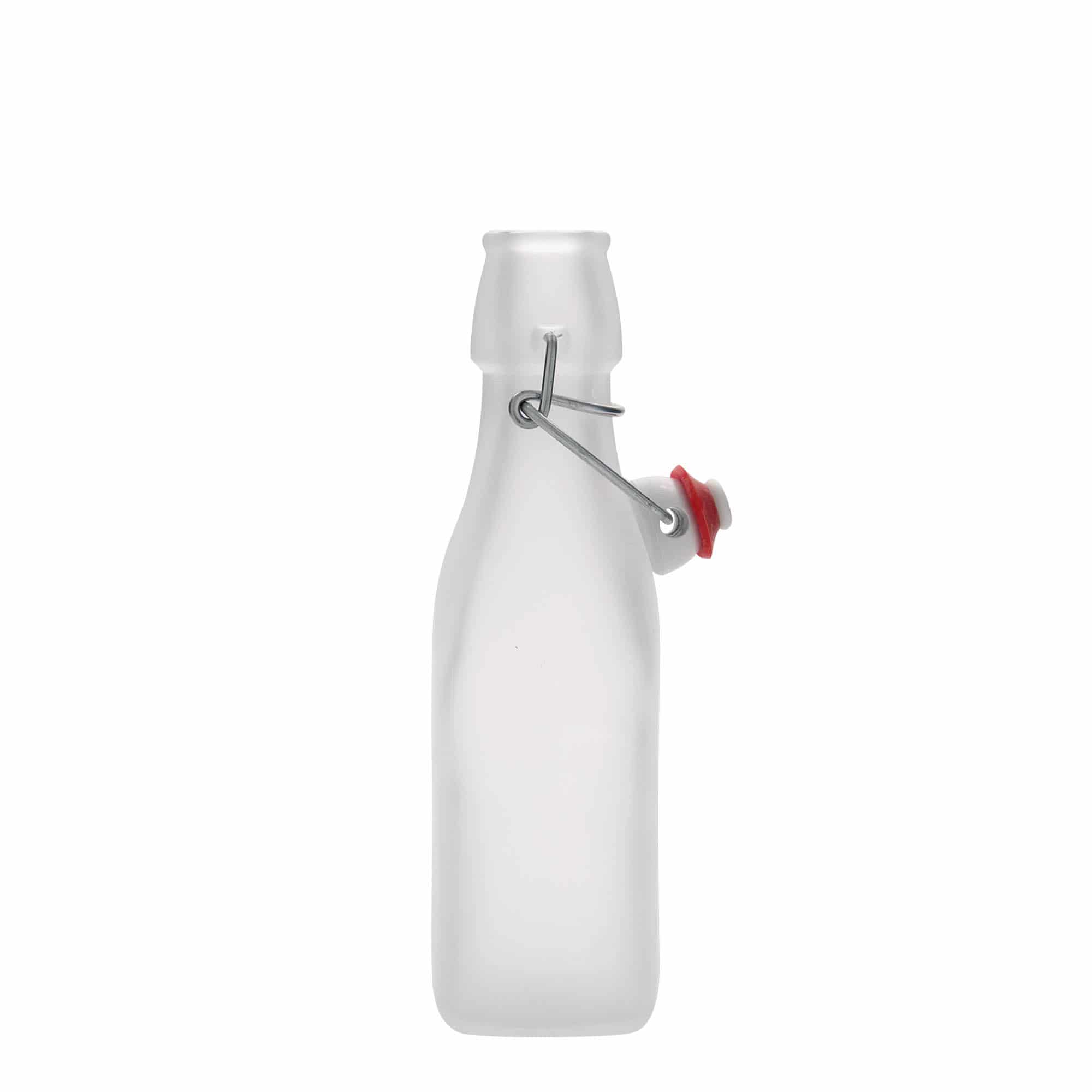 250 ml Bottiglia di vetro 'Swing', quadrata, bianco, imboccatura: tappo meccanico