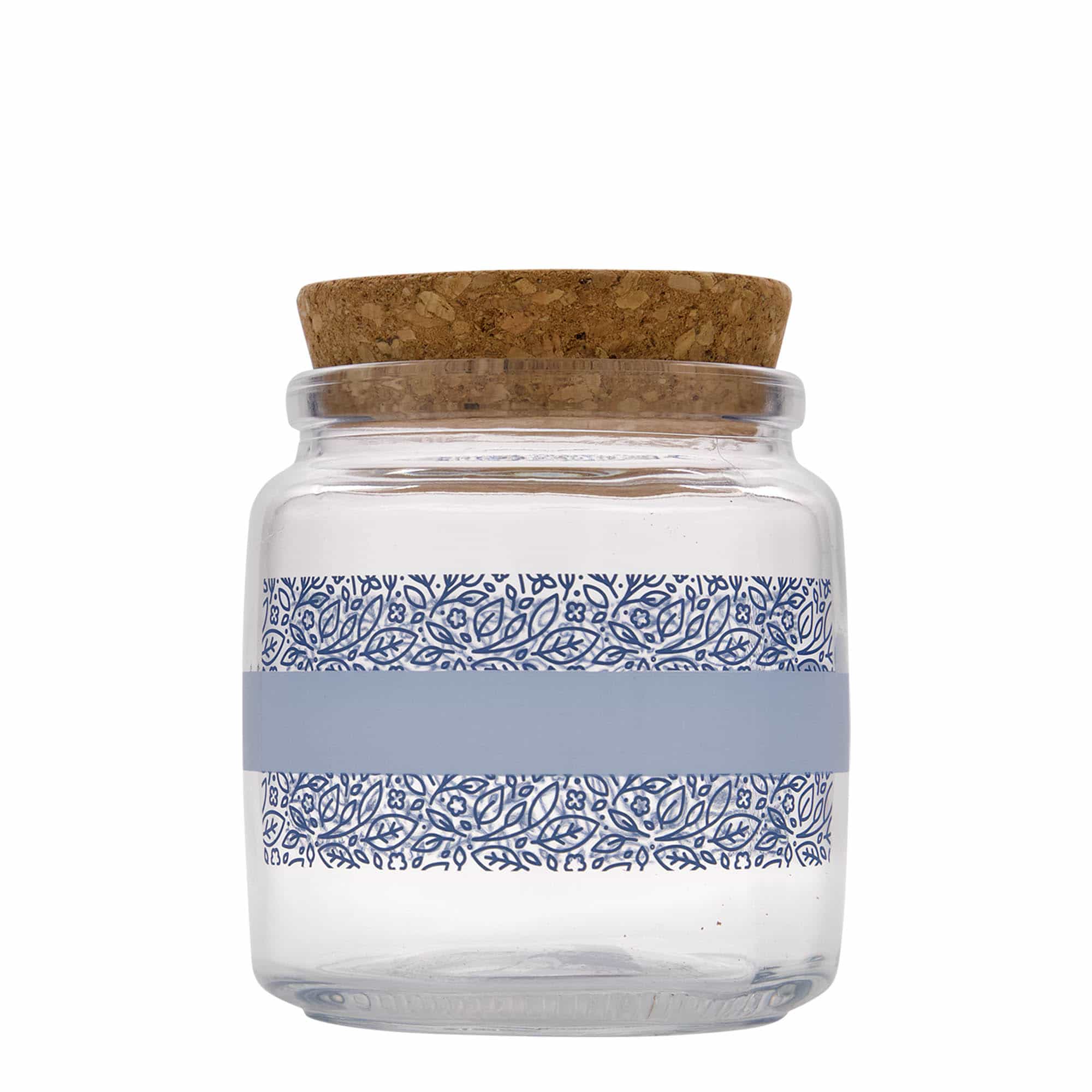 750 ml Barattolo tappo in sughero 'Giara', motivo: Naturalmente blu, imboccatura: fascetta
