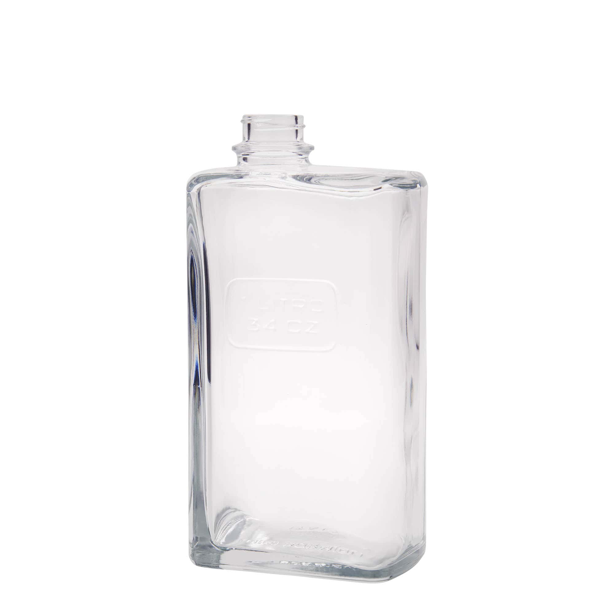 1.000 ml Bottiglia di vetro 'Optima Lattina', rettangolare, imboccatura: a vite
