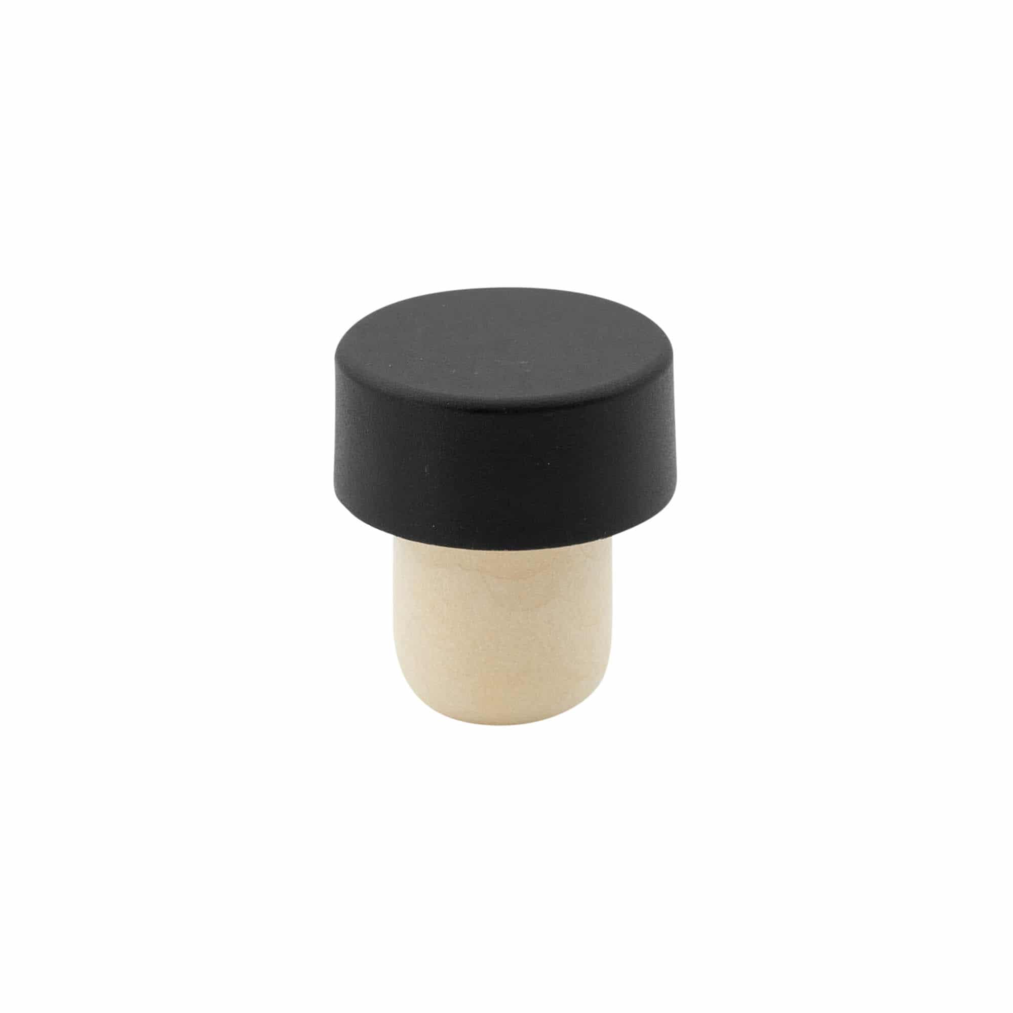 Tappo a fungo 19 mm, plastica, nero, per imboccatura: fascetta