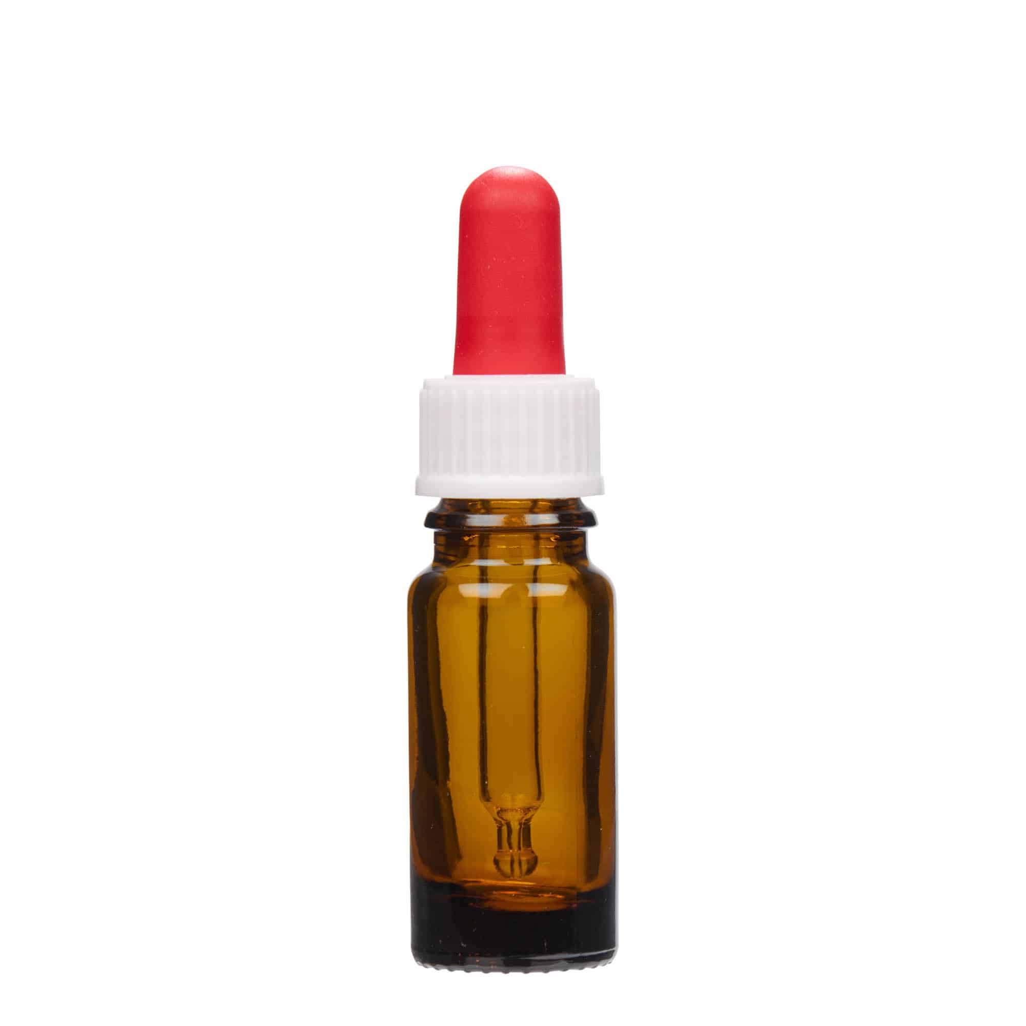 10 ml Boccetta con contagocce, vetro, marrone, imboccatura: DIN 18