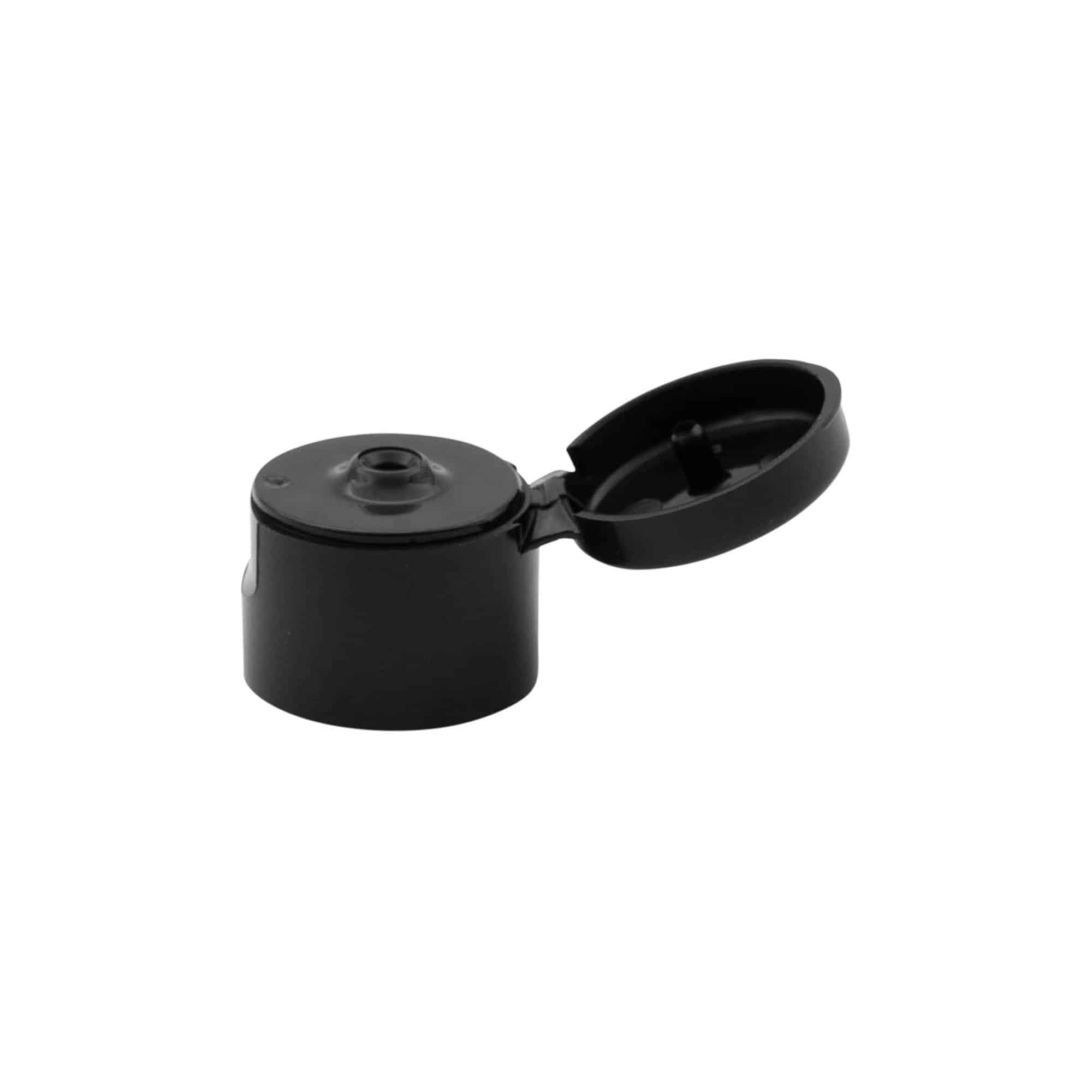 Tappo a vite con cerniera Flip-Top, plastica PP, nera, per imboccatura: GPI 20/410