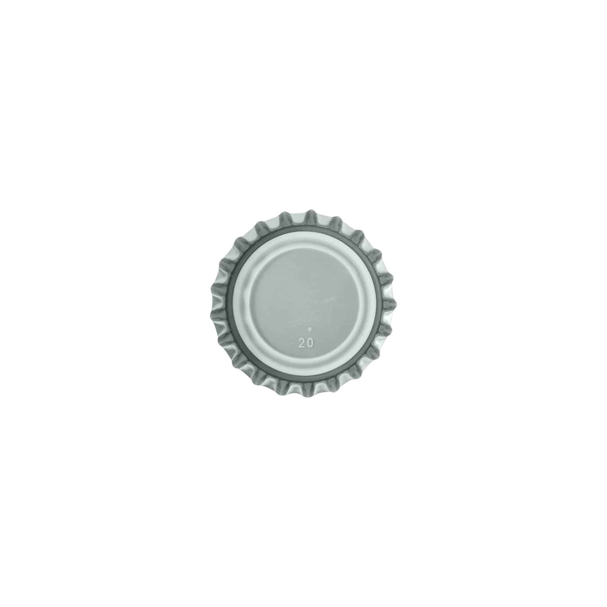 Tappo a corona 26 mm, metallo, argento