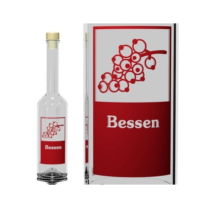 500 ml Bottiglia di vetro 'Opera', motivo: Bessen, imboccatura: fascetta