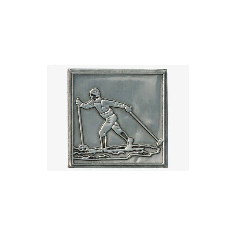 Etichetta metallica 'Fondista', quadrata, stagno, argento