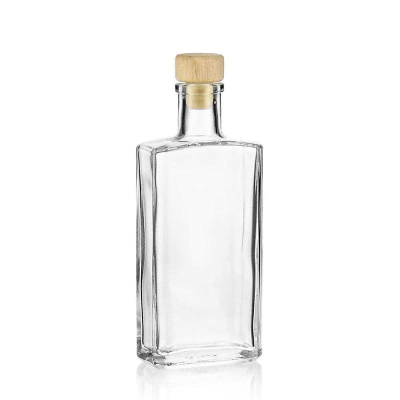 200 ml Bottiglia di vetro 'Lucido', rettangolare, imboccatura: fascetta