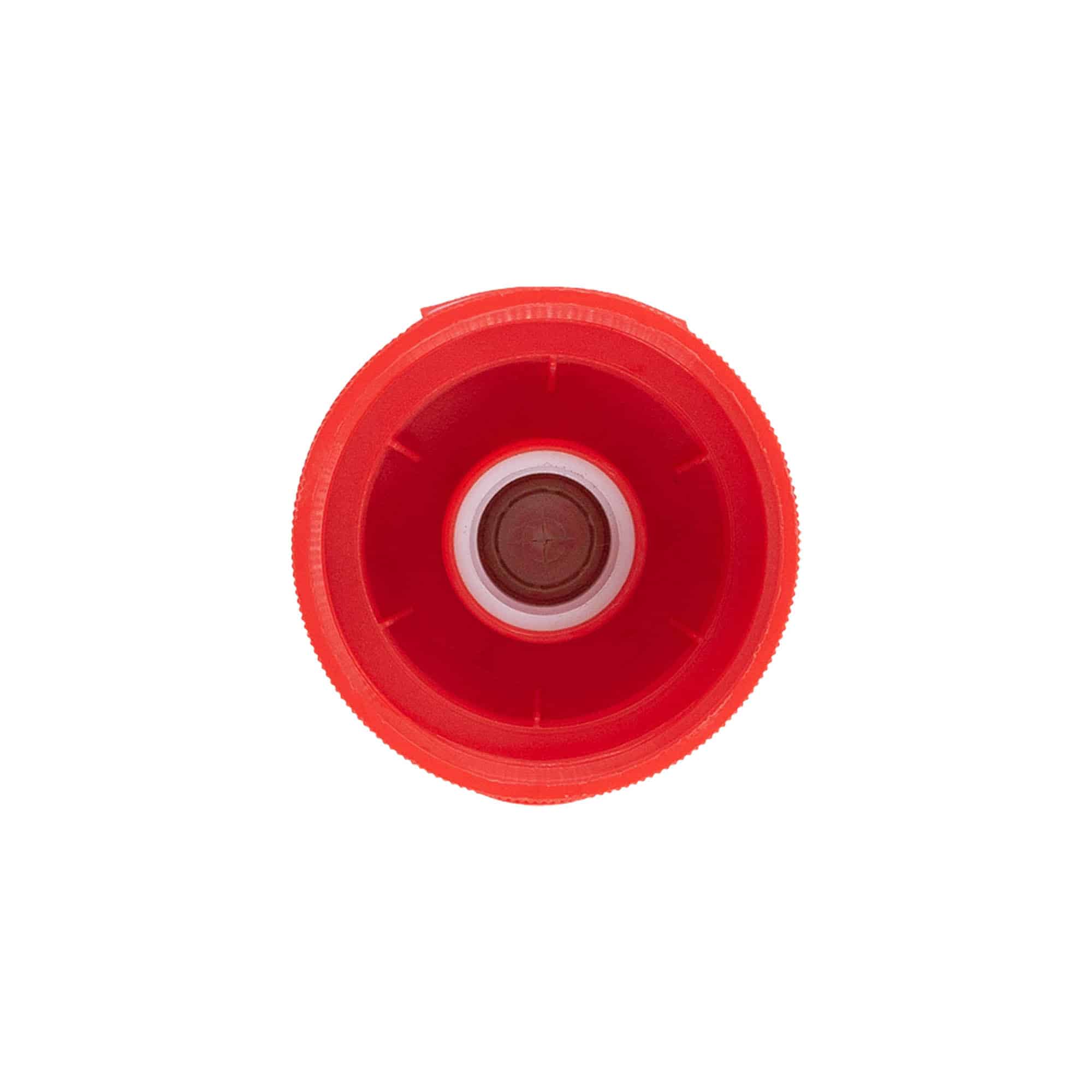 Tappo a vite con cerniera Flip-Top, plastica PP, rosso, per imboccatura: GPI 38/400