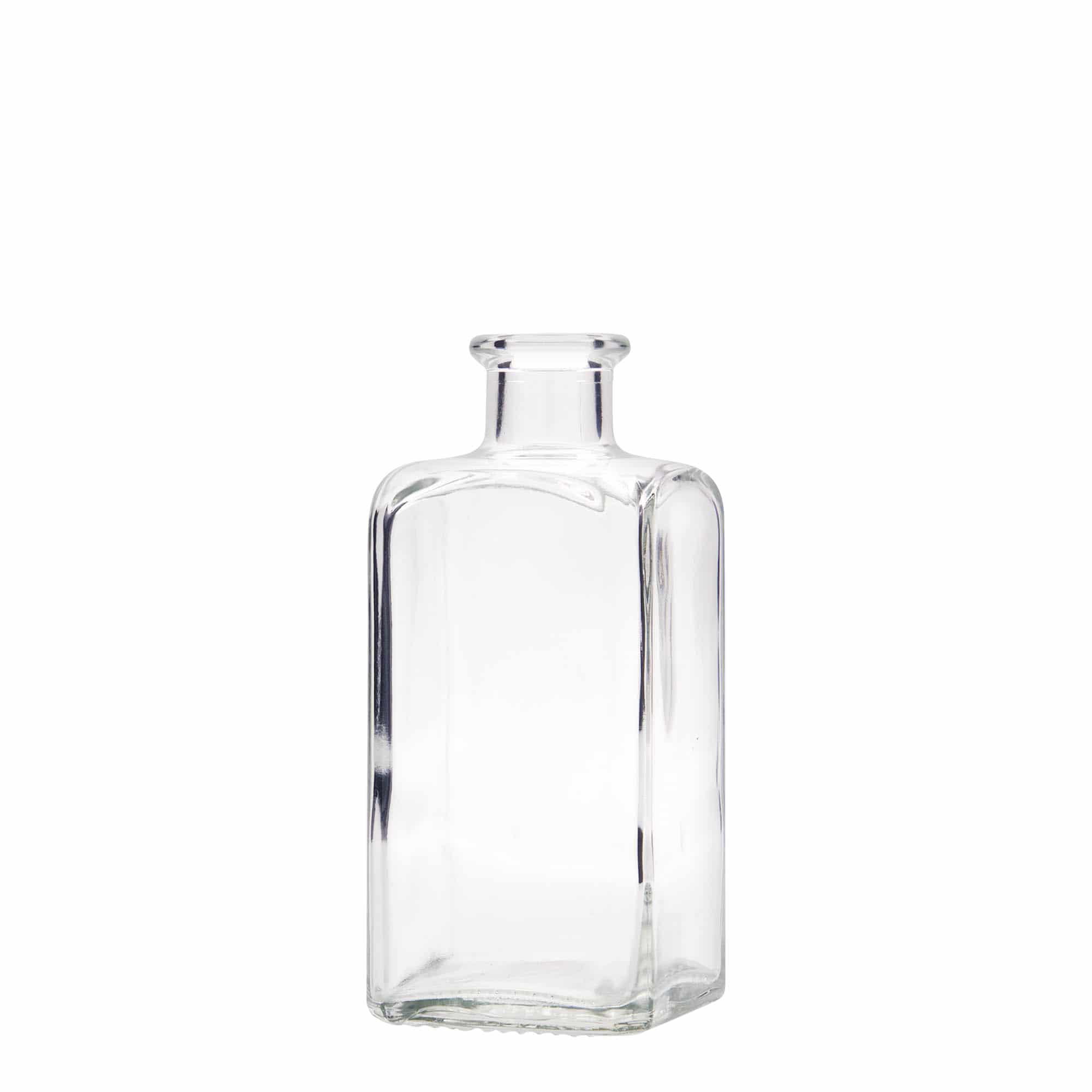 250 ml Bottiglia da farmacia 'Carré', vetro, quadrata, imboccatura: fascetta
