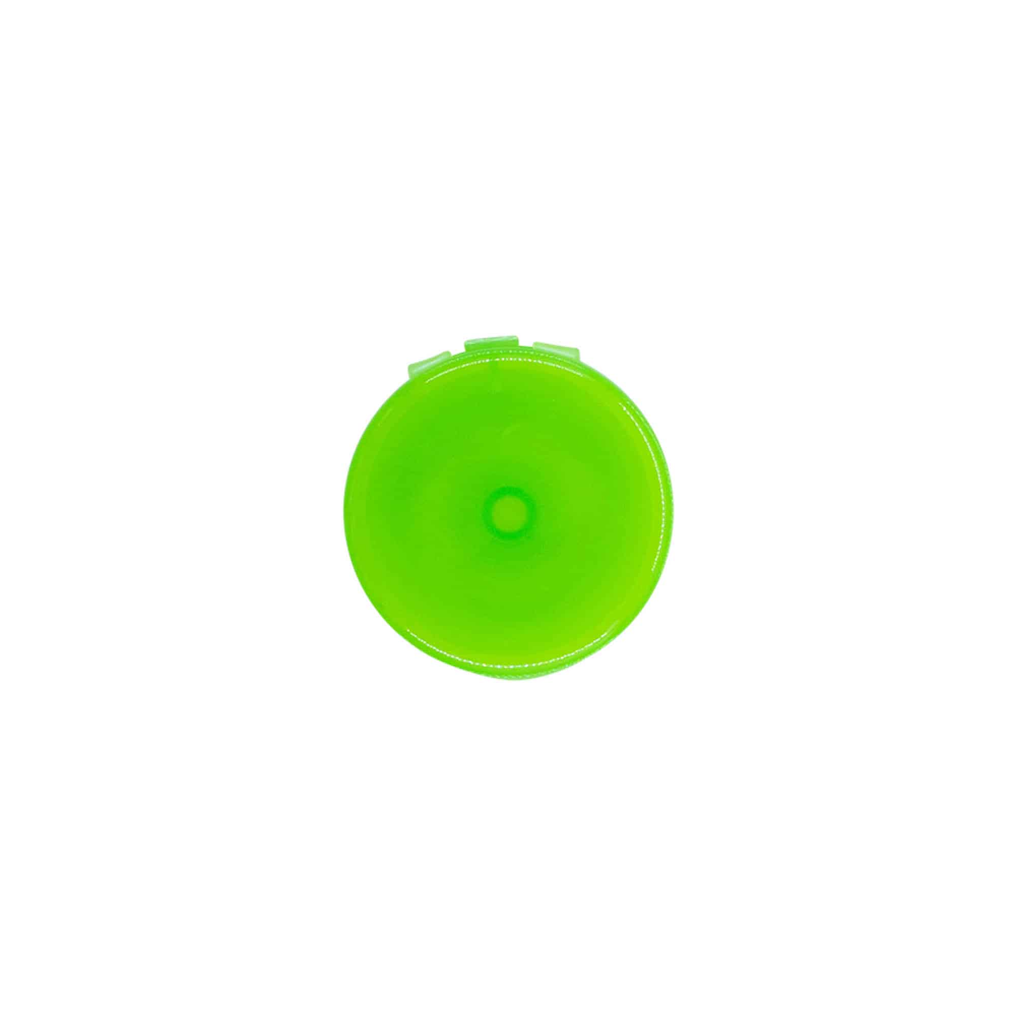 Tappo a vite con cerniera Flip-Top, plastica PP, verde, per imboccatura: GPI 24/410