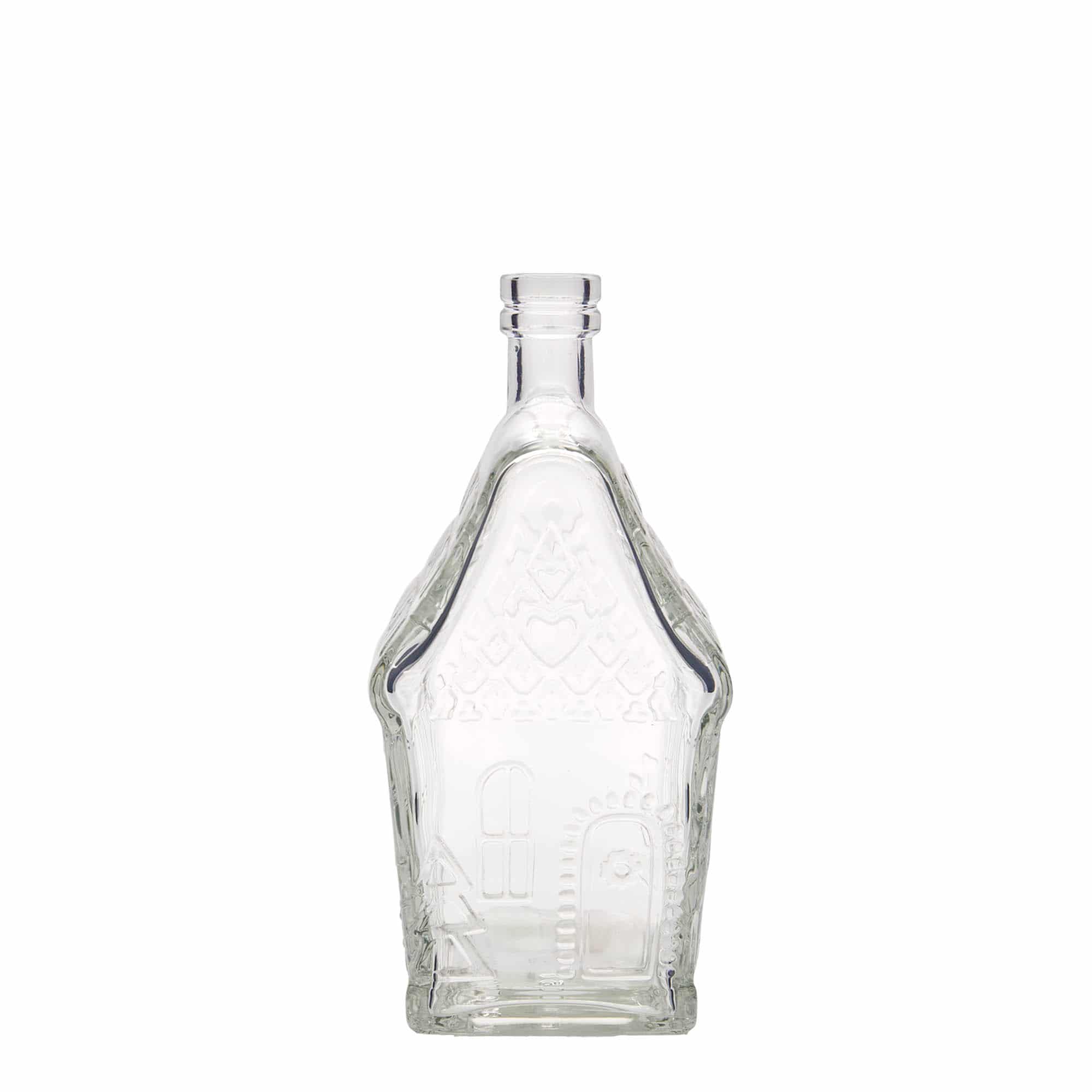 500 ml Bottiglia di vetro 'Casetta di panpepato', rettangolare, imboccatura: fascetta