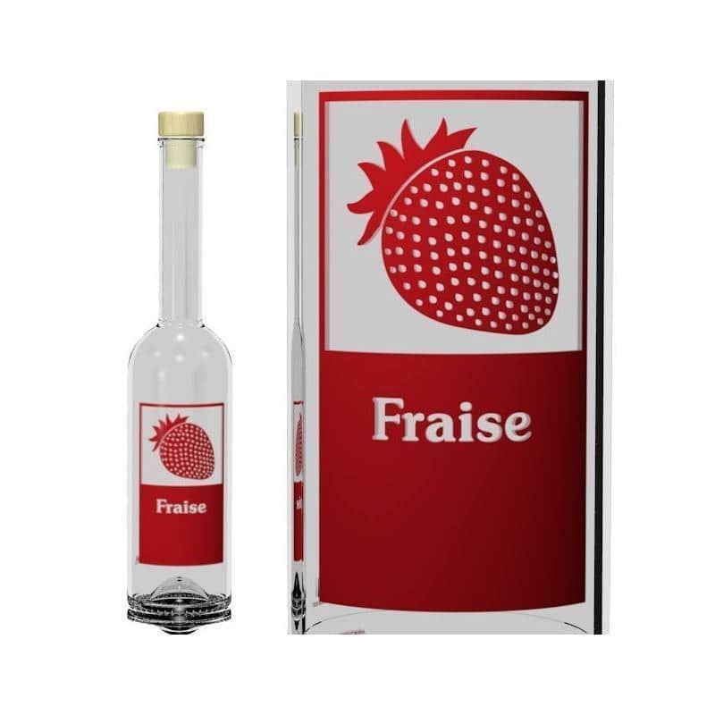 500 ml Bottiglia di vetro 'Opera', motivo: Fraise , imboccatura: fascetta