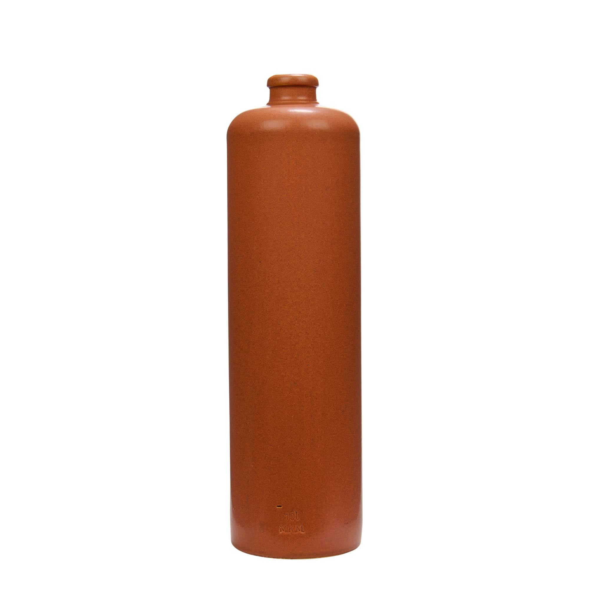 1.000 ml Bottiglia in ceramica, ceramica grès, rosso-marrone, imboccatura: fascetta