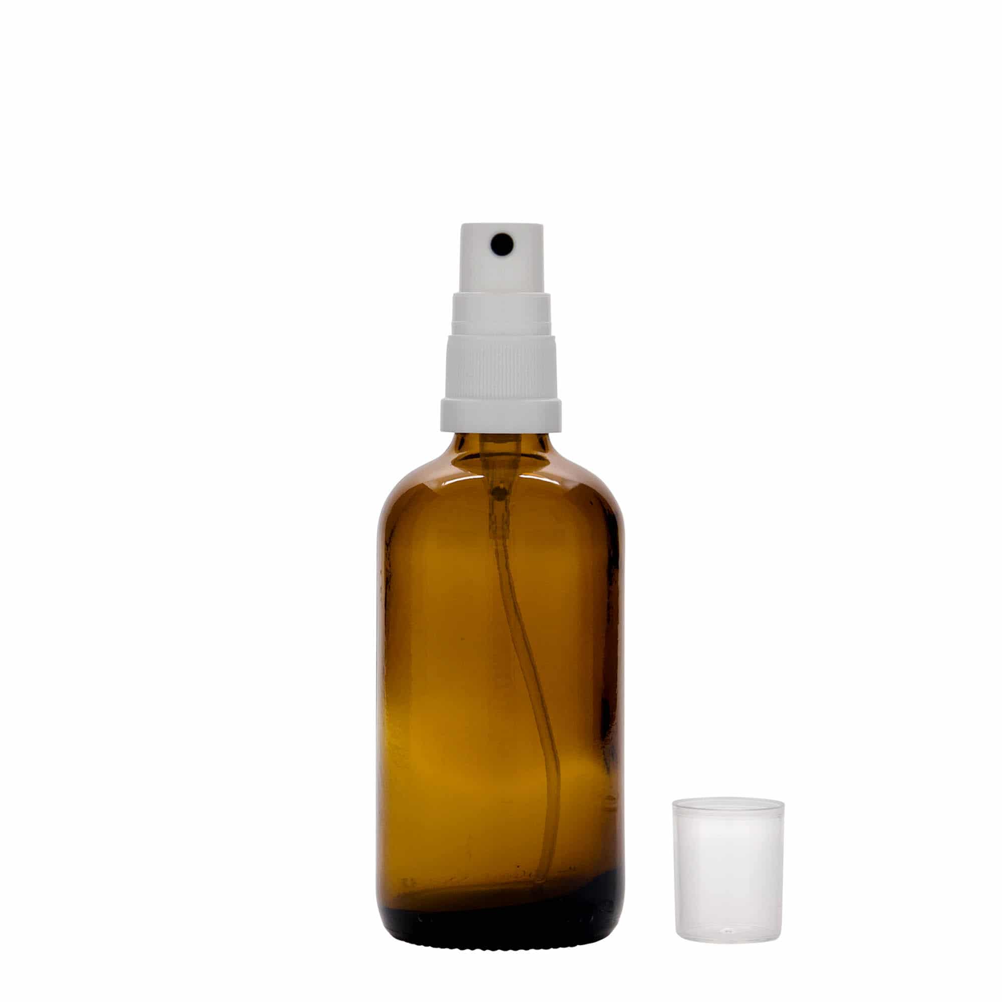 100 ml Flacone spray farmaceutico, vetro, marrone, imboccatura: DIN 18