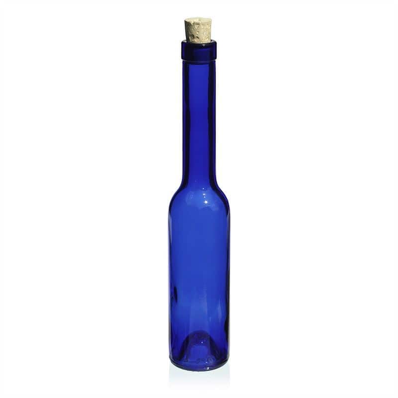 200 ml Bottiglia di vetro 'Opera', blu, imboccatura: fascetta