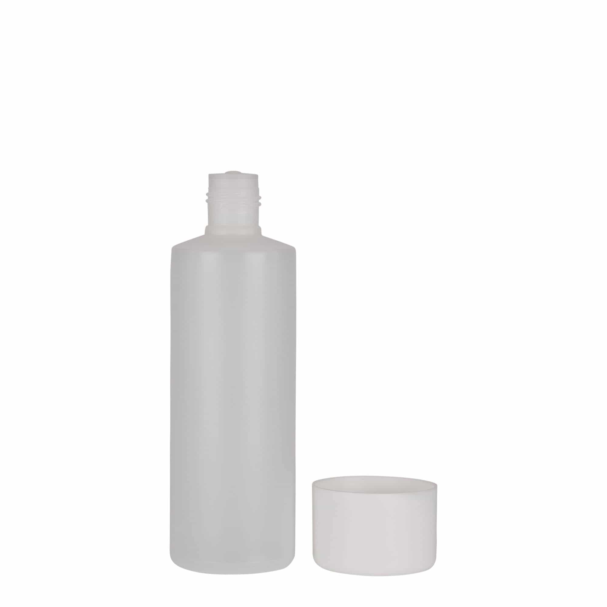 200 ml Bottiglia cilindrica, plastica PE, naturale, imboccatura: a vite