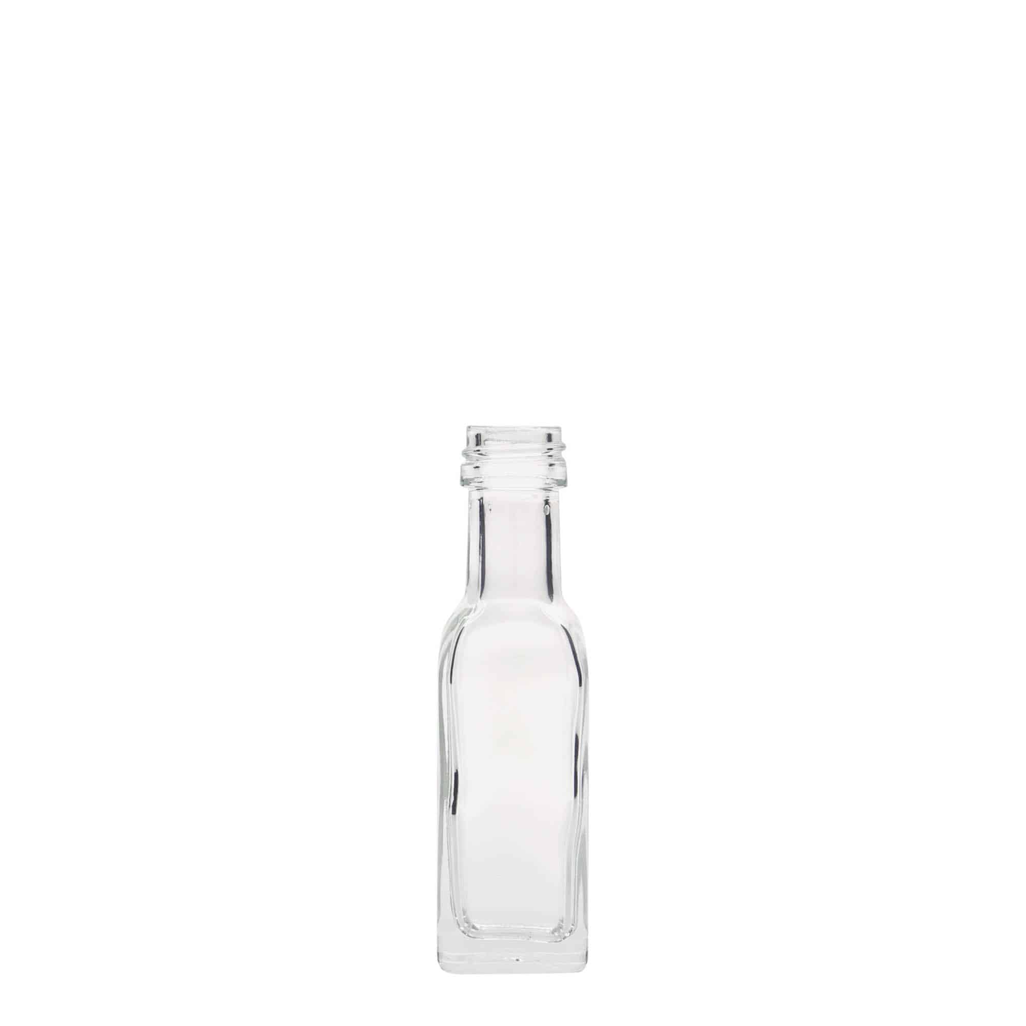 20 ml Bottiglia 'Marasca', vetro, quadrata, imboccatura: PP 18