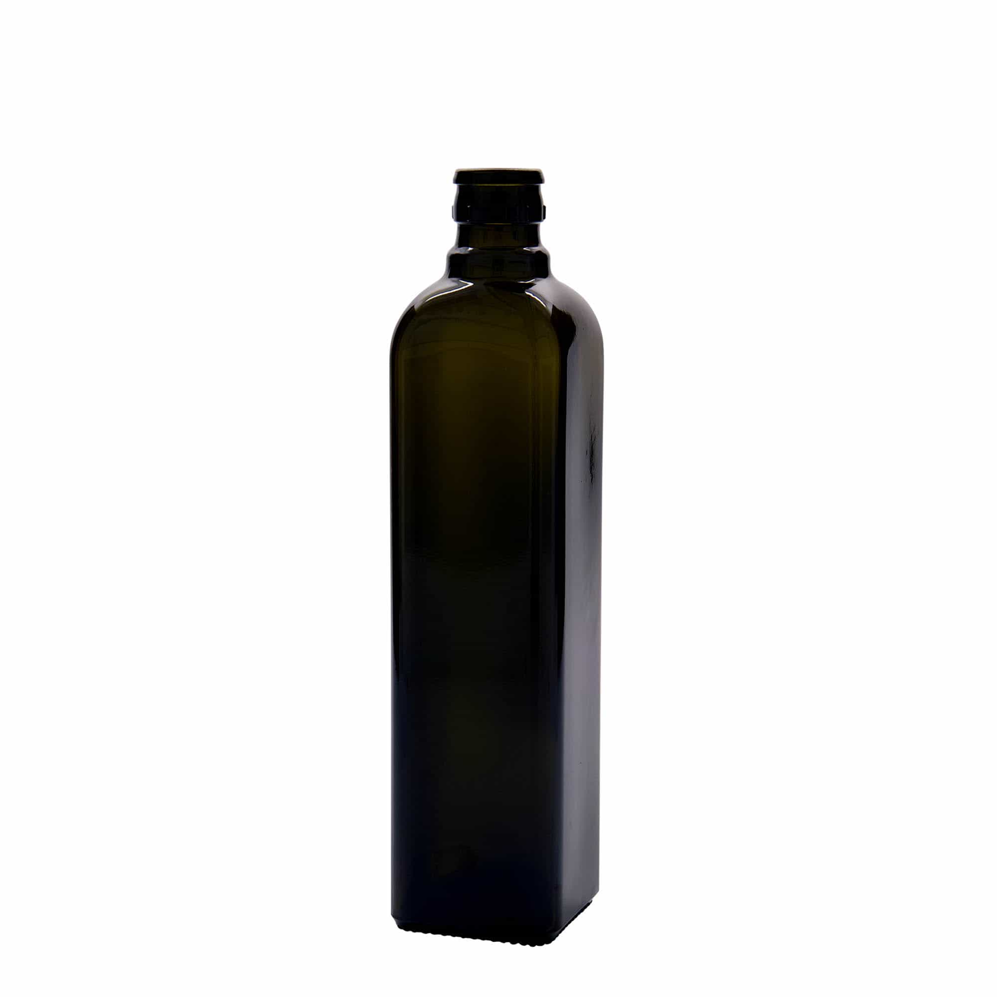 500 ml Bottiglia olio/aceto 'Quadra', vetro, quadrata, verde antico, imboccatura: DOP