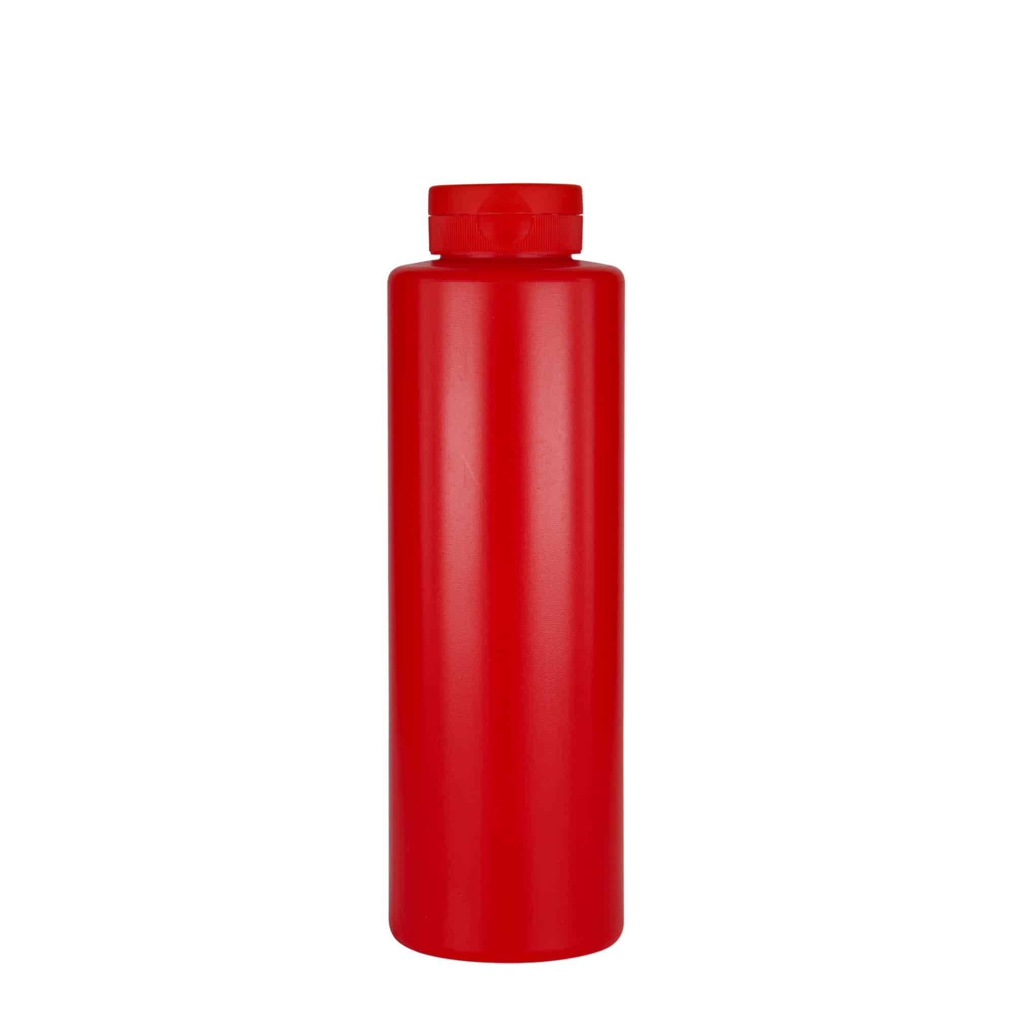 500 ml Bottiglia per salse, plastica LDPE, rosso, imboccatura: GPI 38/400