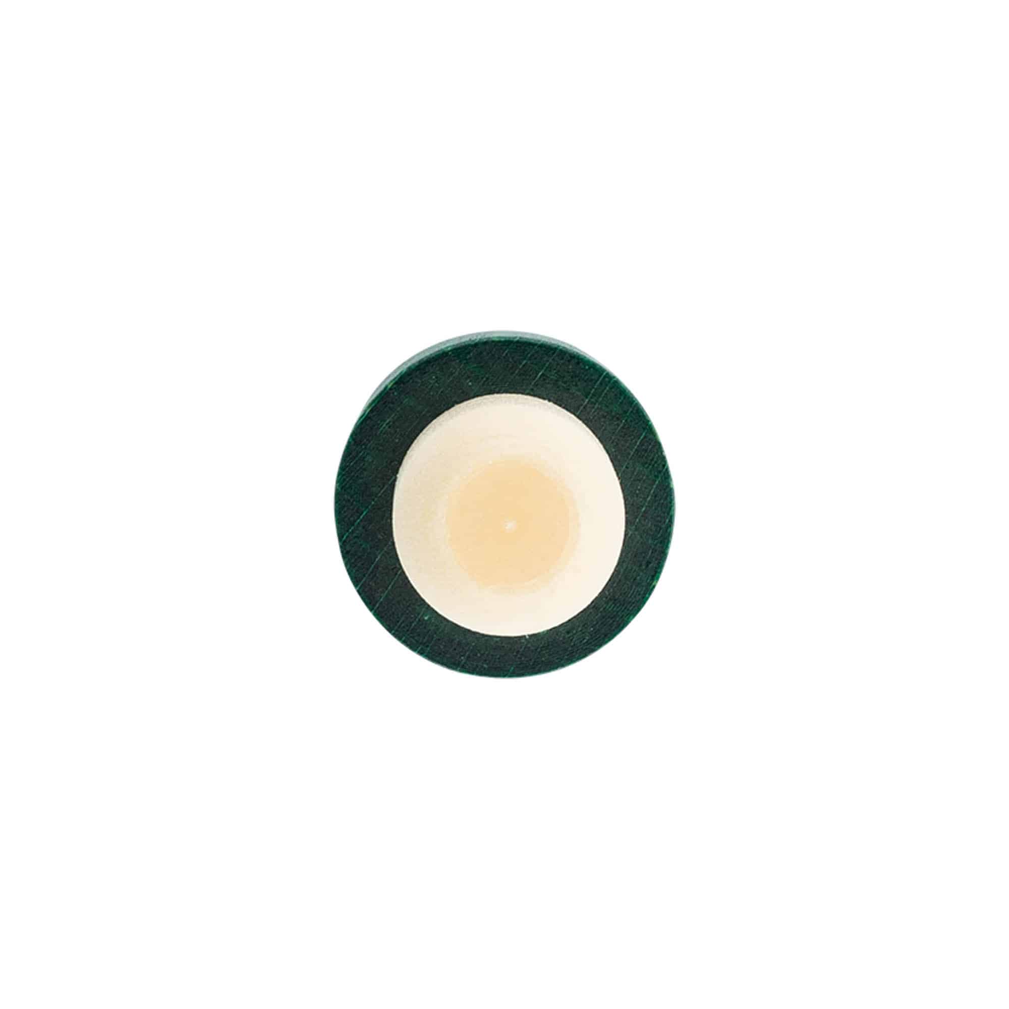 Tappo a fungo 19 mm, legno, verde, per imboccatura: fascetta