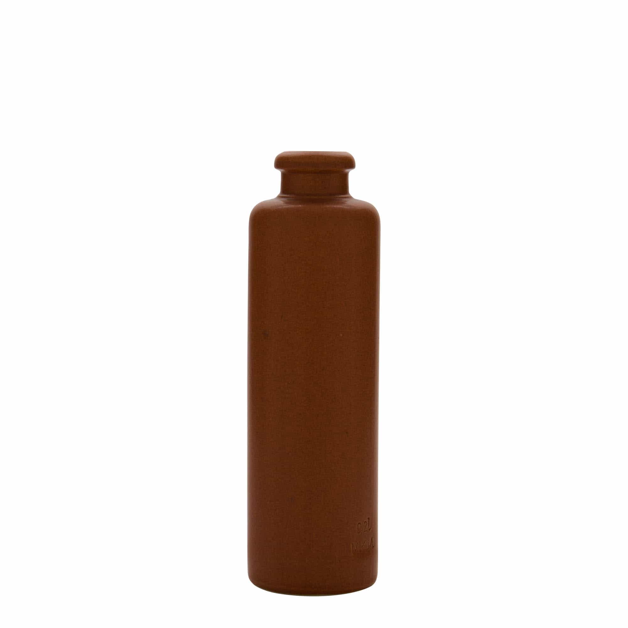 200 ml Bottiglia in ceramica, ceramica grès, rosso-marrone, imboccatura: fascetta