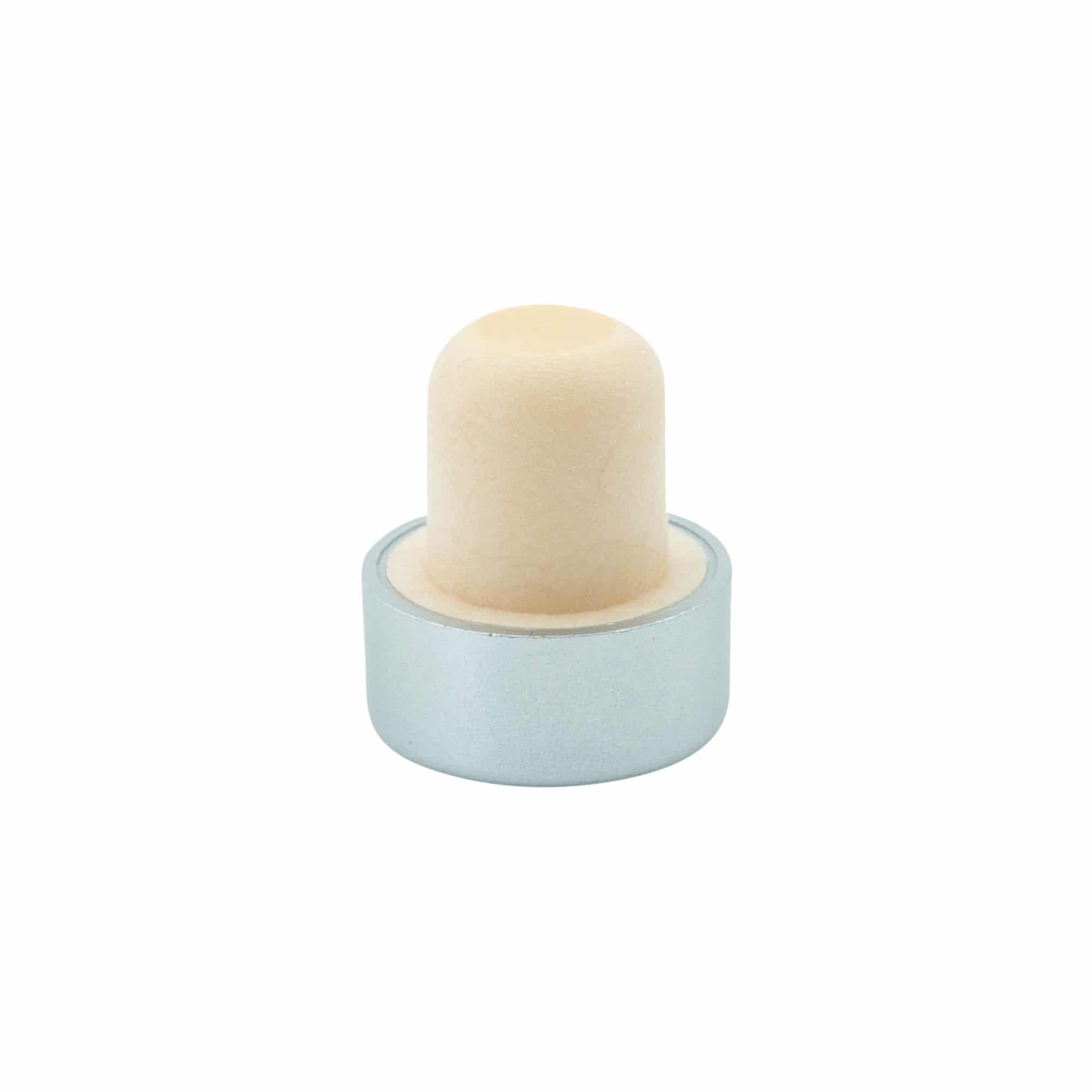 Tappo a fungo 19 mm, plastica, argento, per imboccatura: fascetta