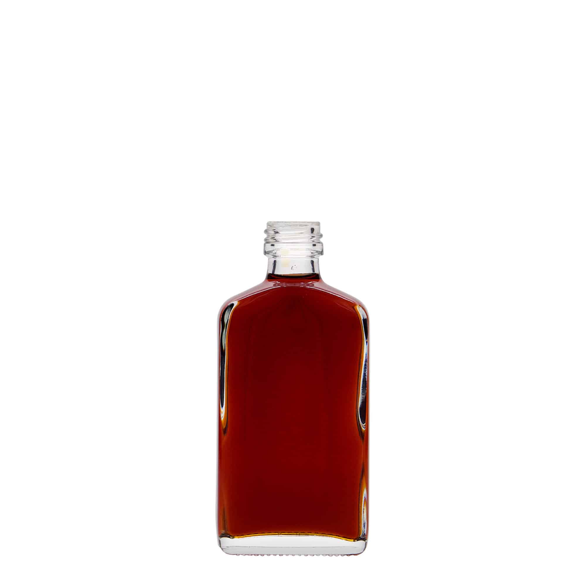 50 ml Fiaschetta tascabile, rettangolare, vetro, imboccatura: PP 18