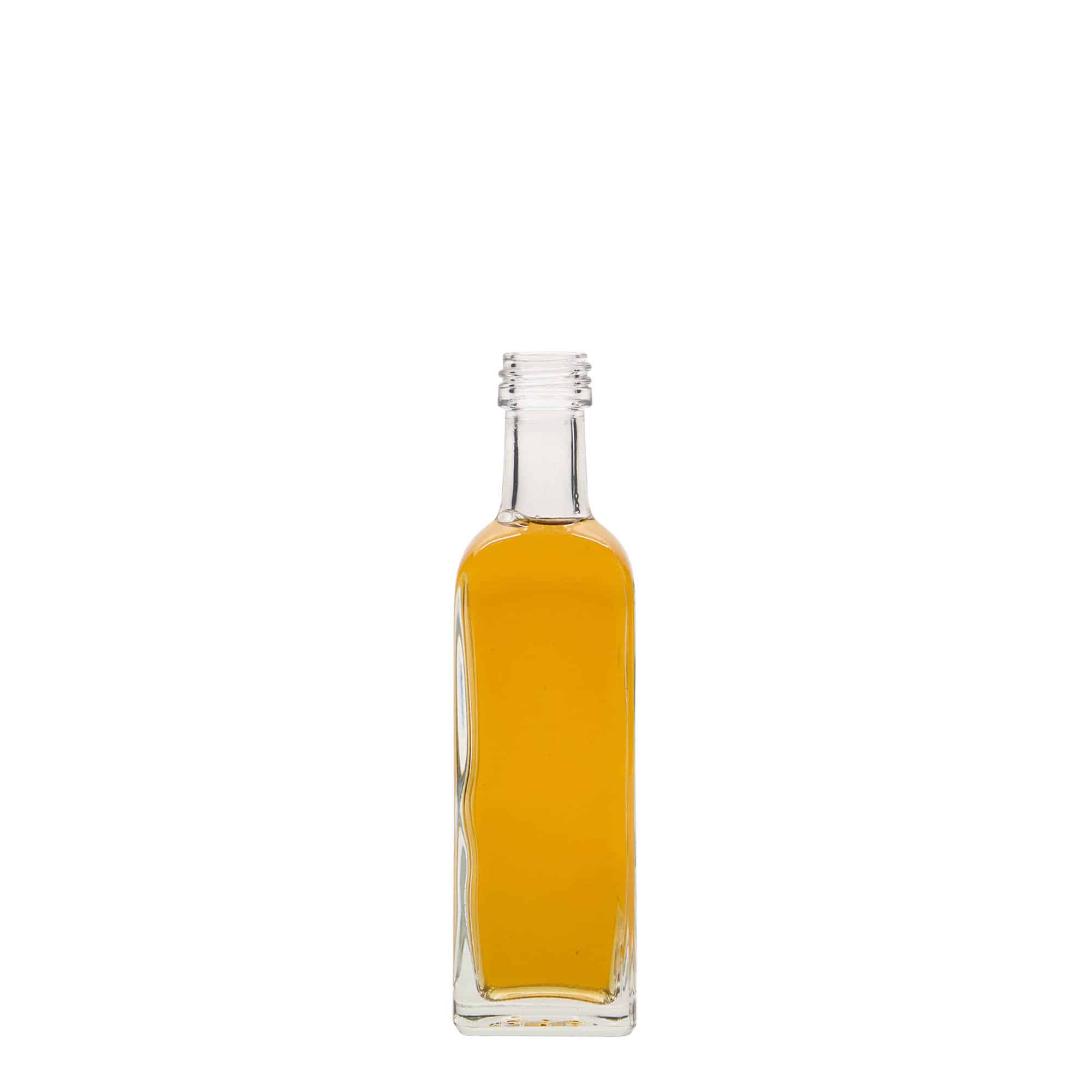 60 ml Bottiglia 'Marasca', vetro, quadrata, imboccatura: PP 18