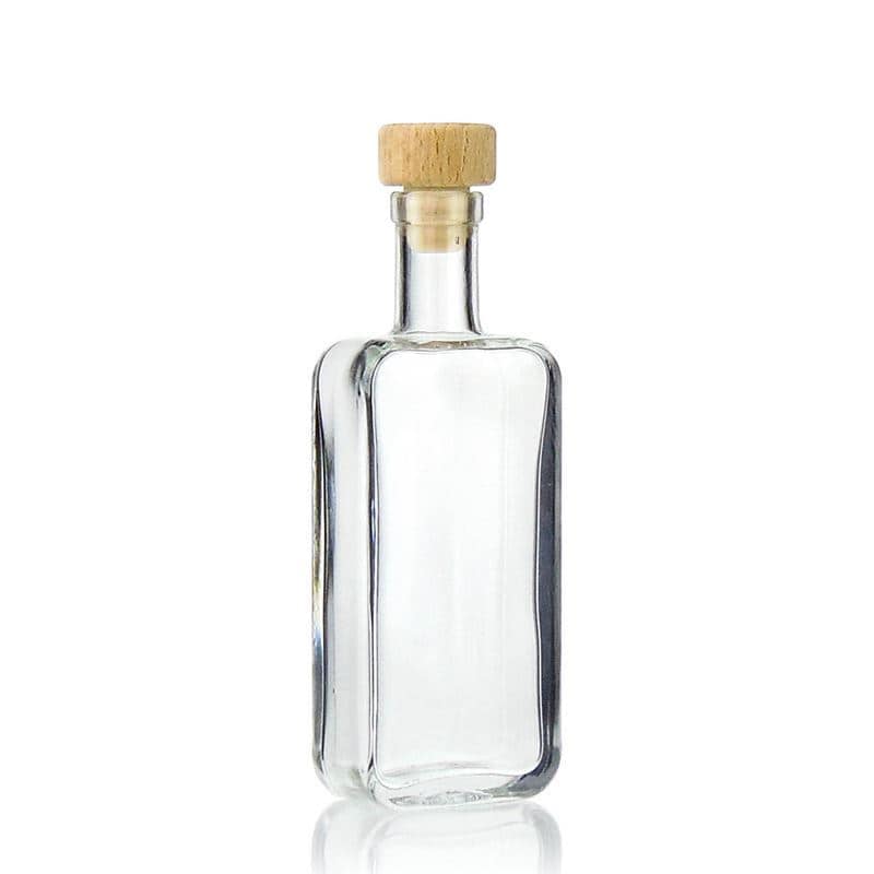 100 ml Bottiglia di vetro 'Nice', rettangolare, imboccatura: fascetta