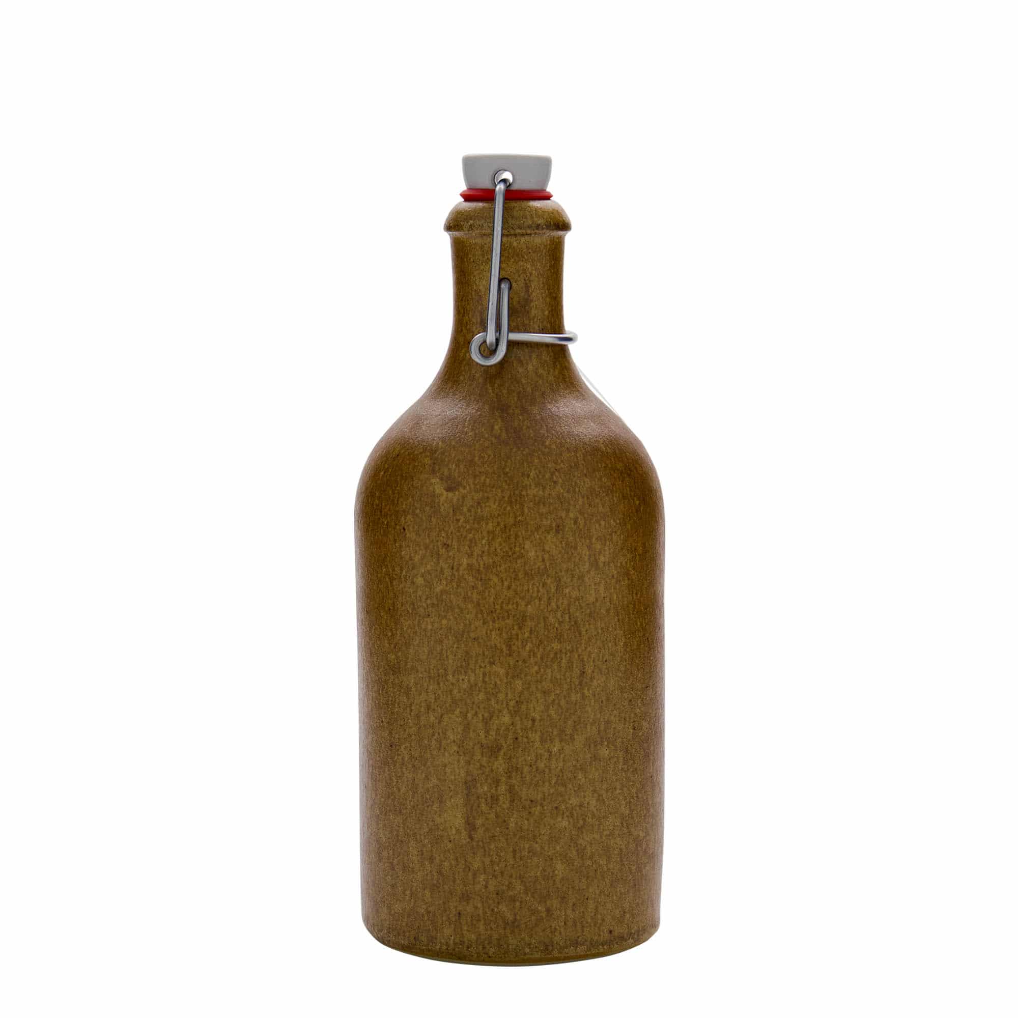 500 ml Bottiglia in ceramica, ceramica grès, marrone-cristallo, imboccatura: chiusura asta