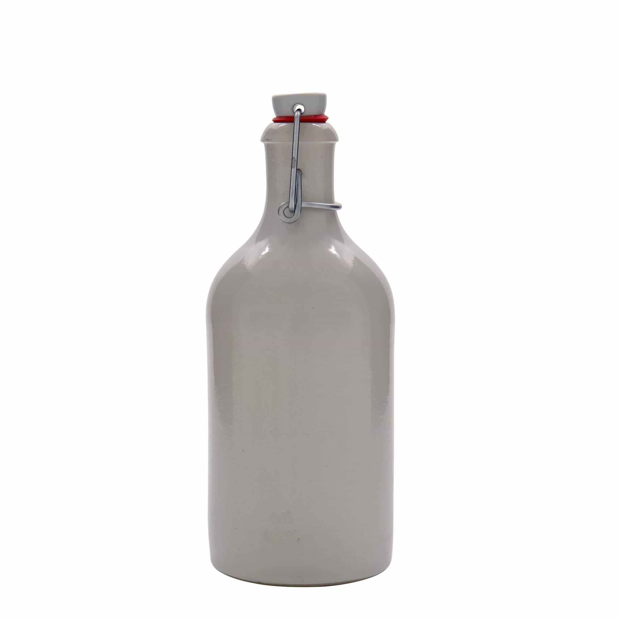 500 ml Bottiglia in ceramica, ceramica grès, bianco, imboccatura: tappo meccanico