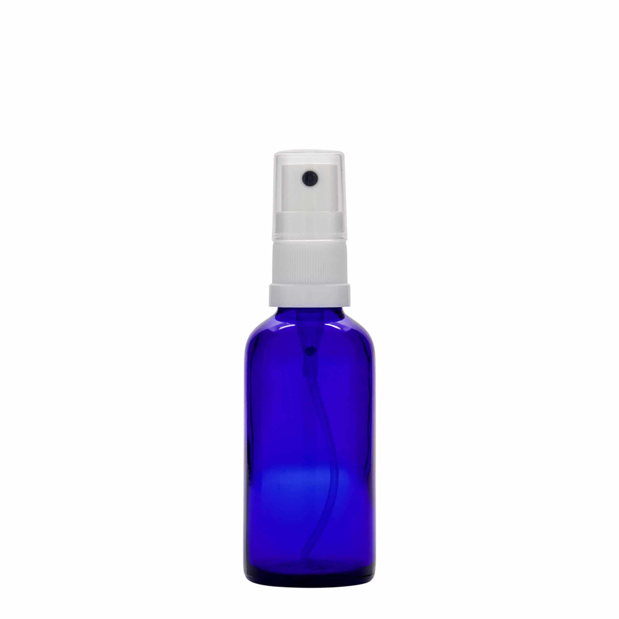 50 ml Flacone spray farmaceutico, vetro, blu reale, imboccatura: DIN 18