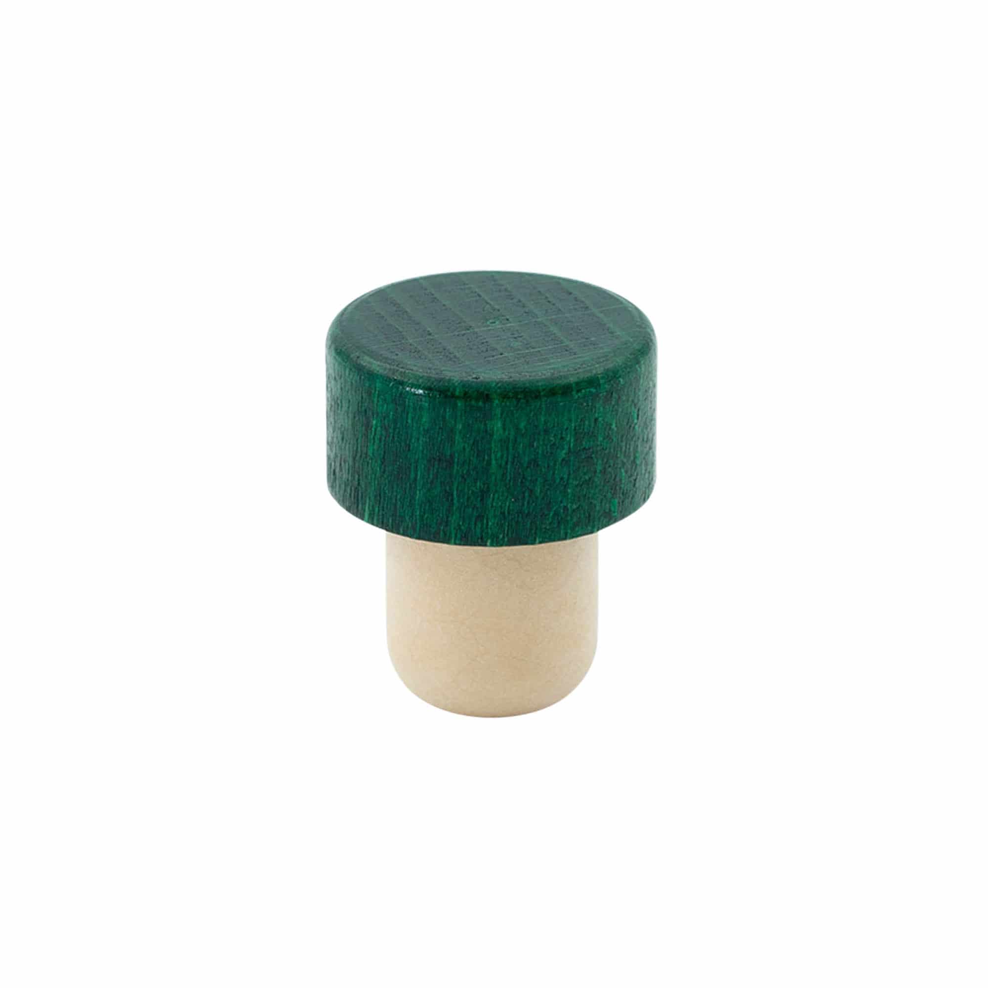 Tappo a fungo 19 mm, legno, verde, per imboccatura: fascetta