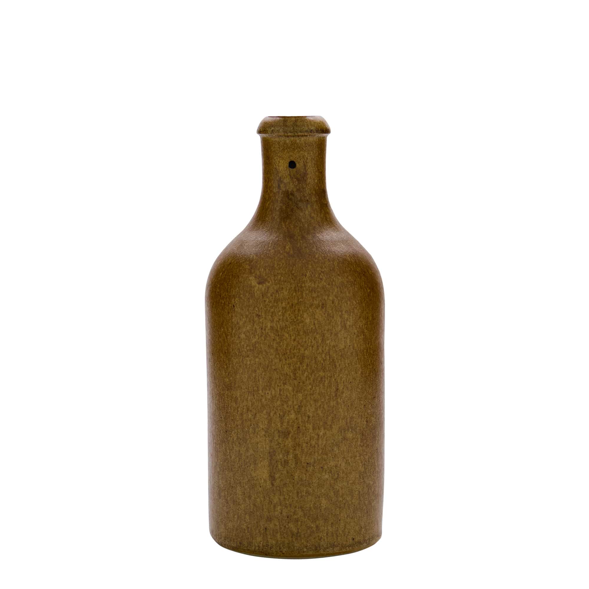 500 ml Bottiglia in ceramica, ceramica grès, marrone-cristallo, imboccatura: chiusura asta