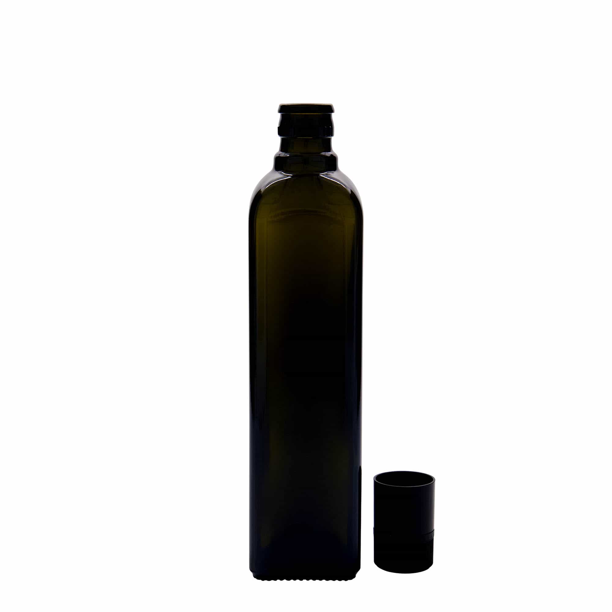 500 ml Bottiglia olio/aceto 'Quadra', vetro, quadrata, verde antico, imboccatura: DOP