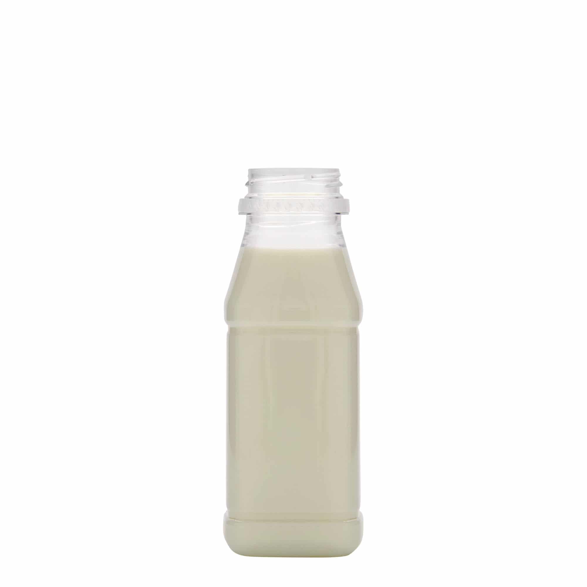 250 ml Bottiglia PET 'Milk and Juice Carré', quadrata, plastica, imboccatura: 38 mm