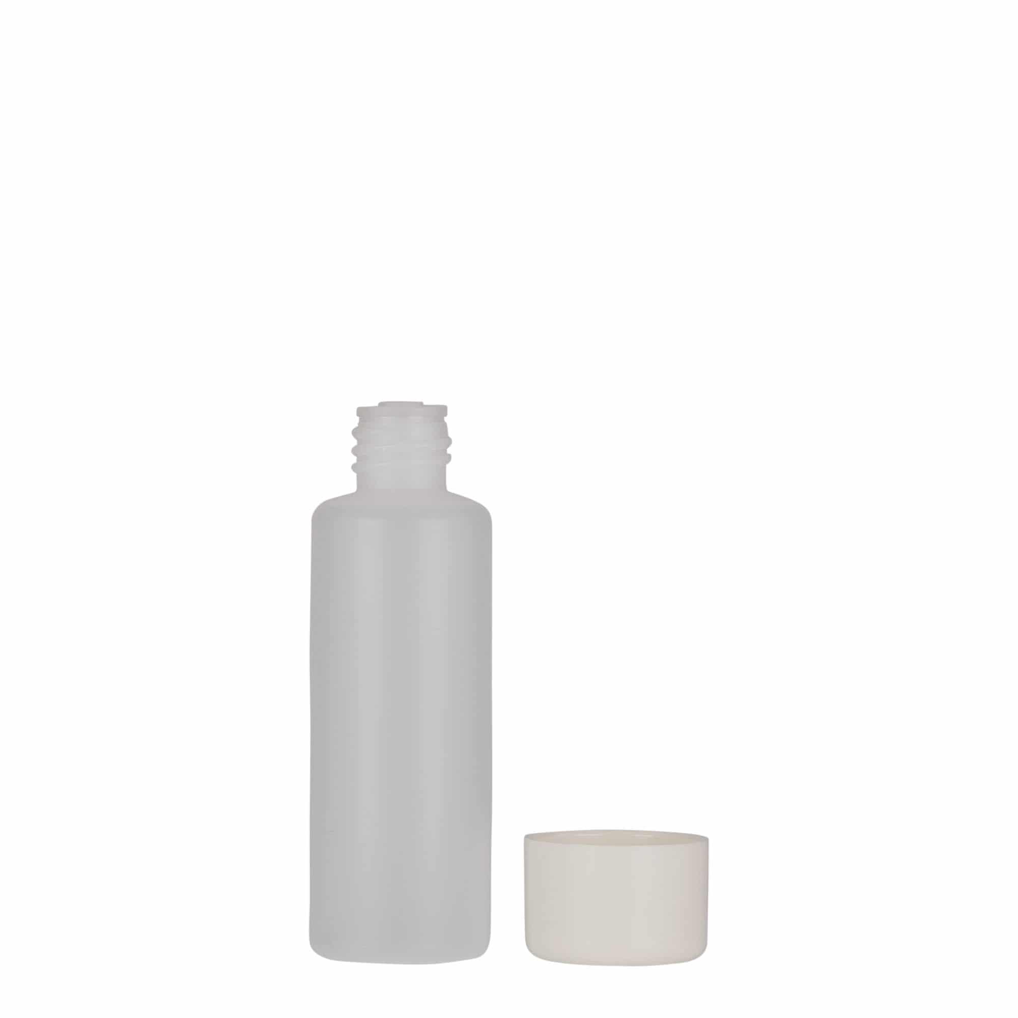 50 ml Bottiglia cilindrica, plastica PE, naturale, imboccatura: a vite