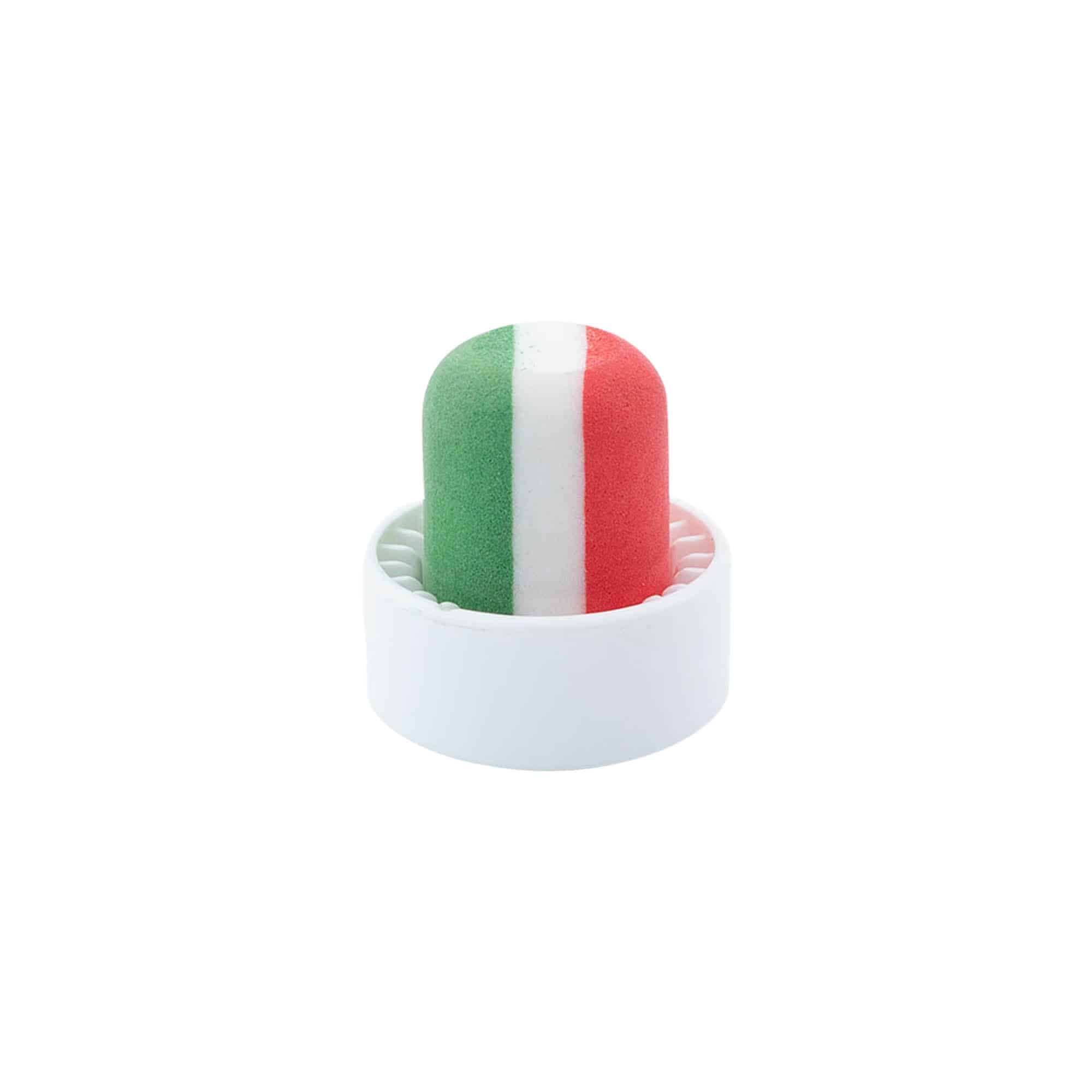 Tappo a fungo 19 mm 'Italia', plastica, multicolore, per imboccatura: fascetta