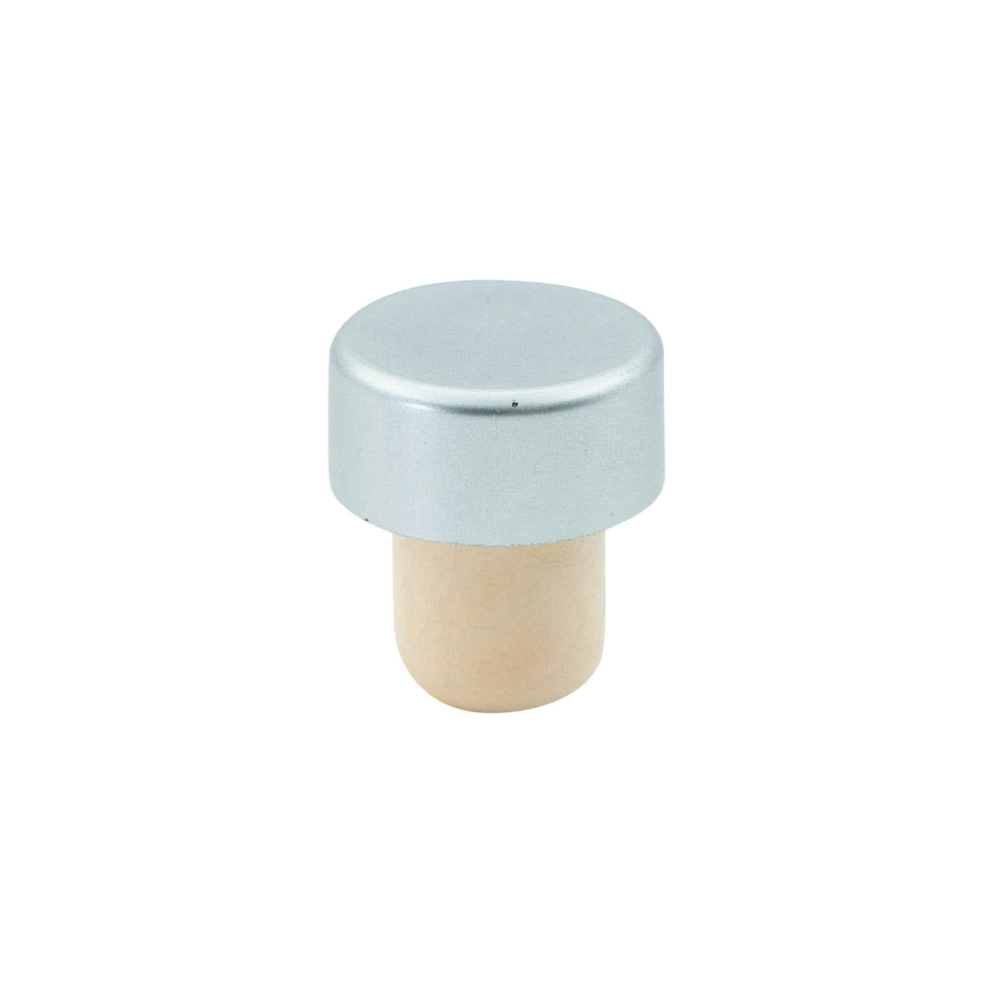 Tappo a fungo 19 mm, plastica, argento, per imboccatura: fascetta