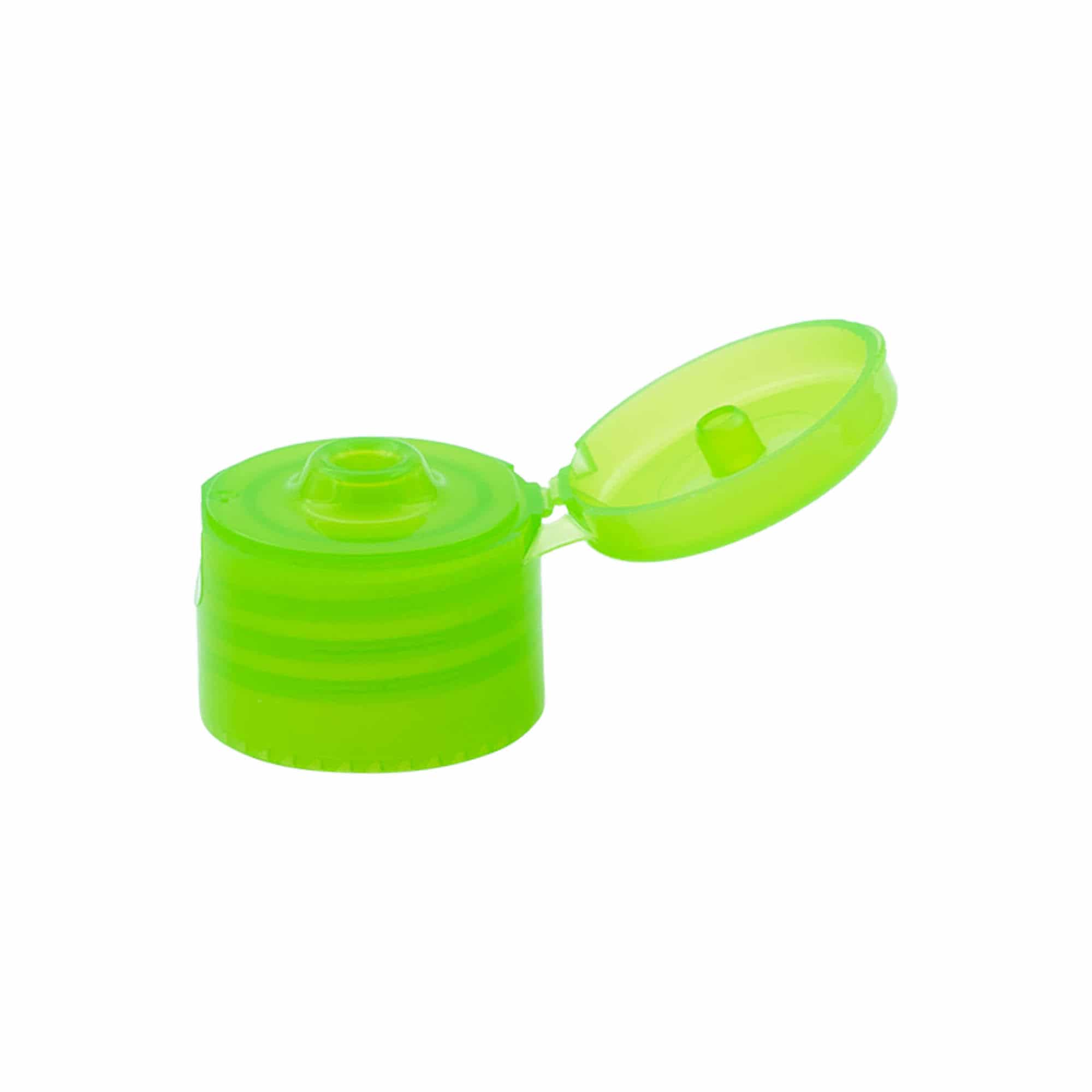 Tappo a vite con cerniera Flip-Top, plastica PP, verde, per imboccatura: GPI 24/410