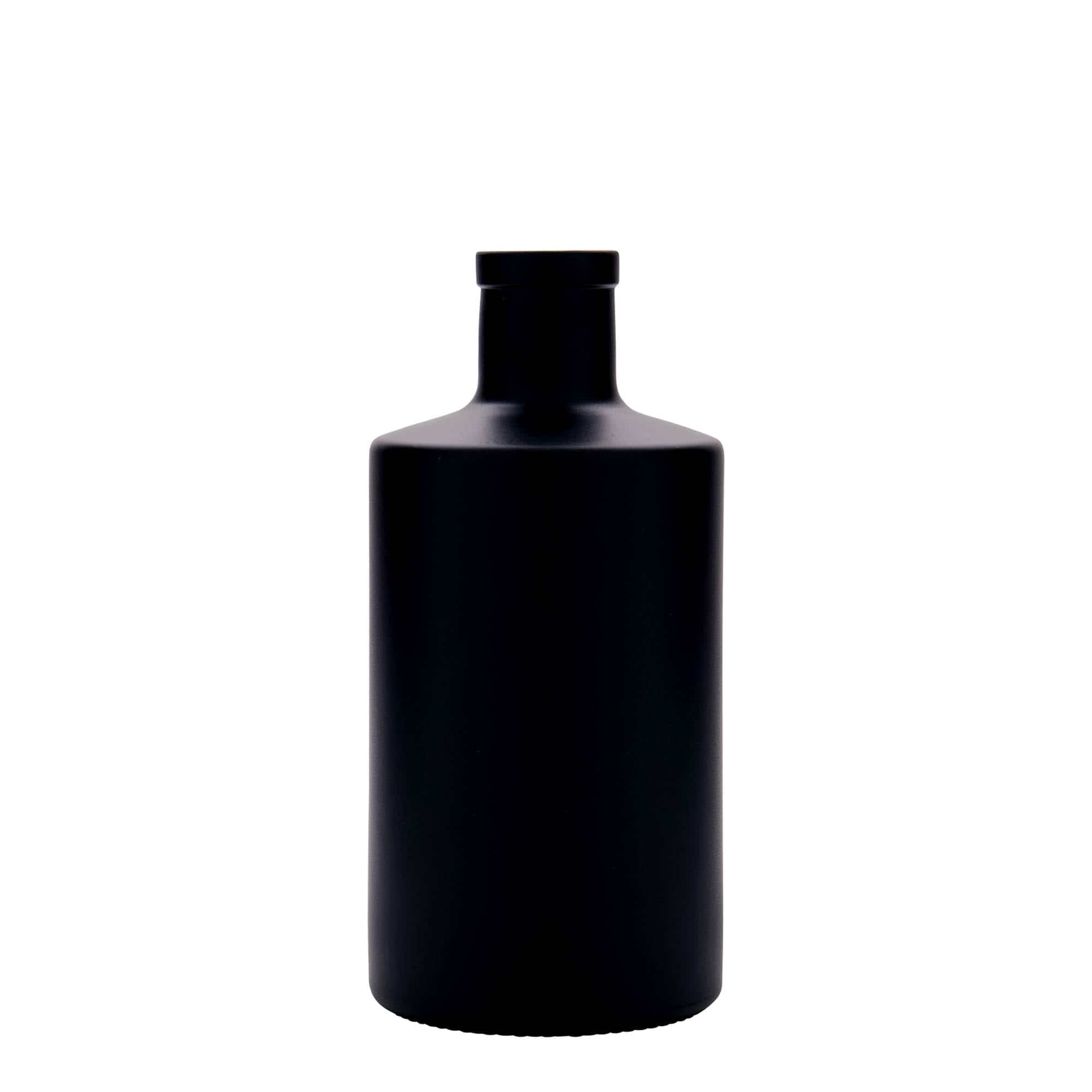500 ml Bottiglia di vetro 'Caroline', nero, imboccatura: fascetta