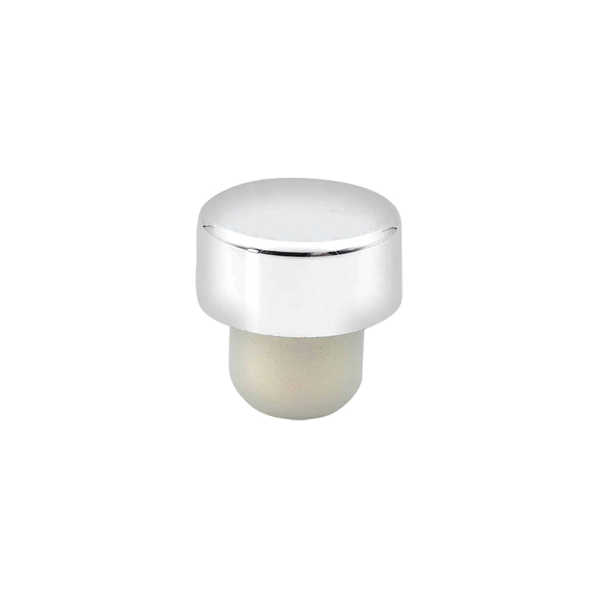 Tappo a fungo 19 mm, plastica, argento, per imboccatura: fascetta