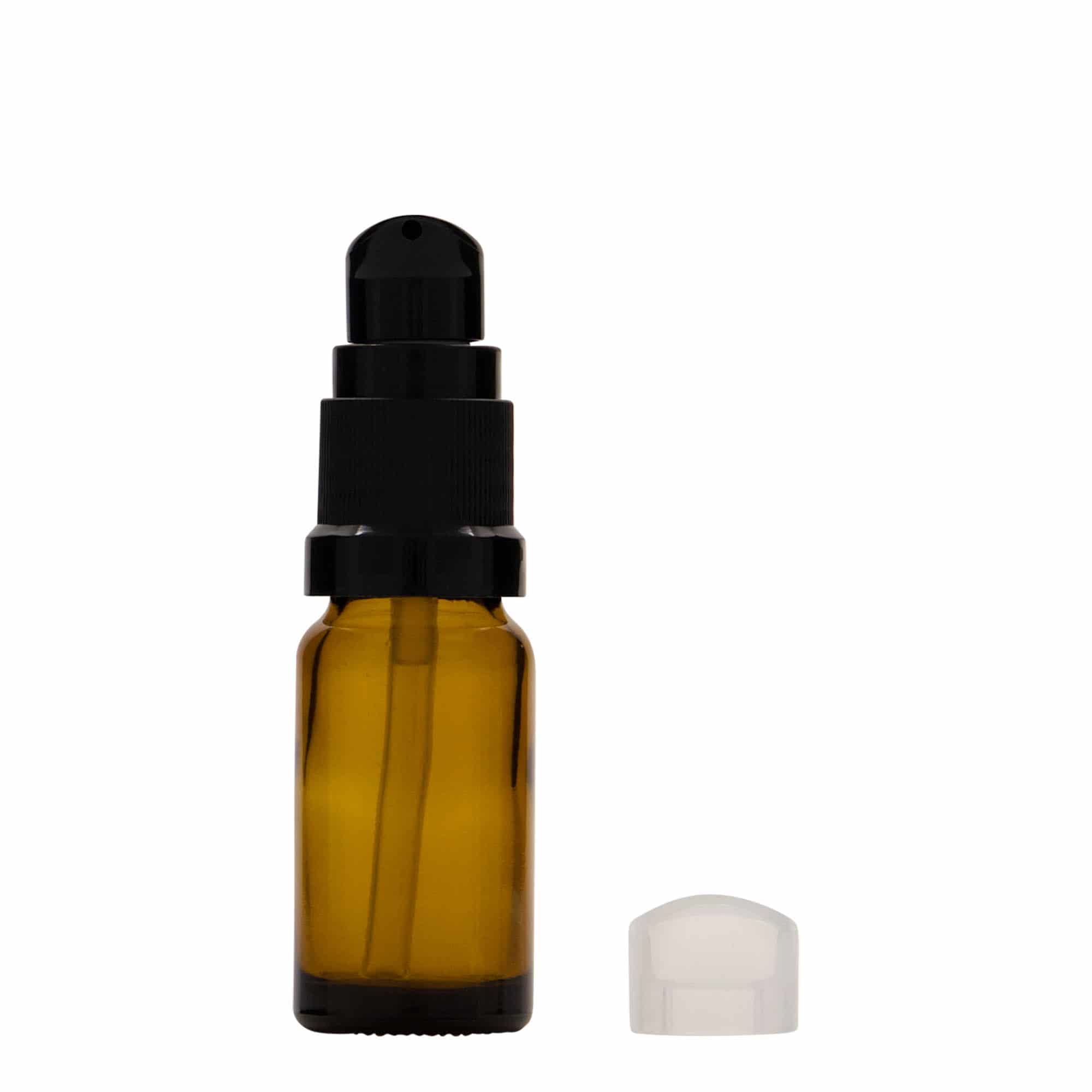 10 ml Flacone farmaceutico con dispenser a pompa, vetro, marrone, imboccatura: DIN 18