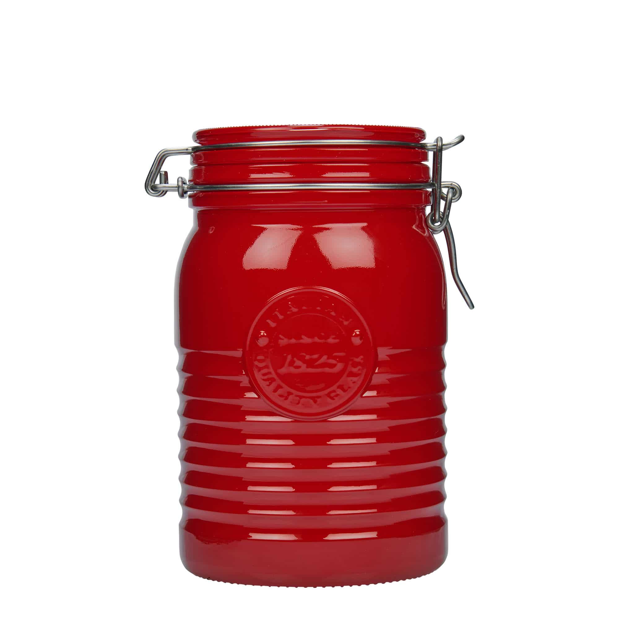1.000 ml Barattolo ermetico 'Officina 1825', vetro, rosso, imboccatura: chiusura meccanica