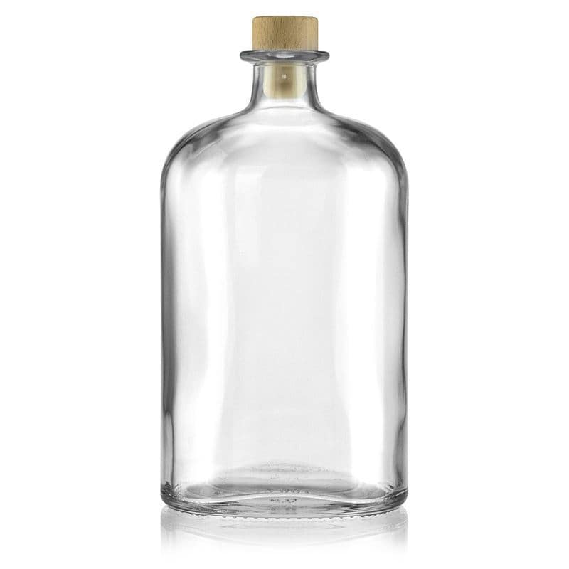 1.000 ml Bottiglia di vetro 'Ei', ovale, imboccatura: fascetta