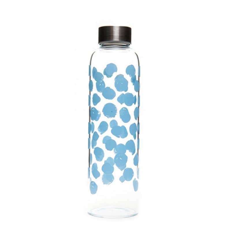 500 ml Borraccia 'Perseus', motivo: Pois blu, vetro, imboccatura: a vite