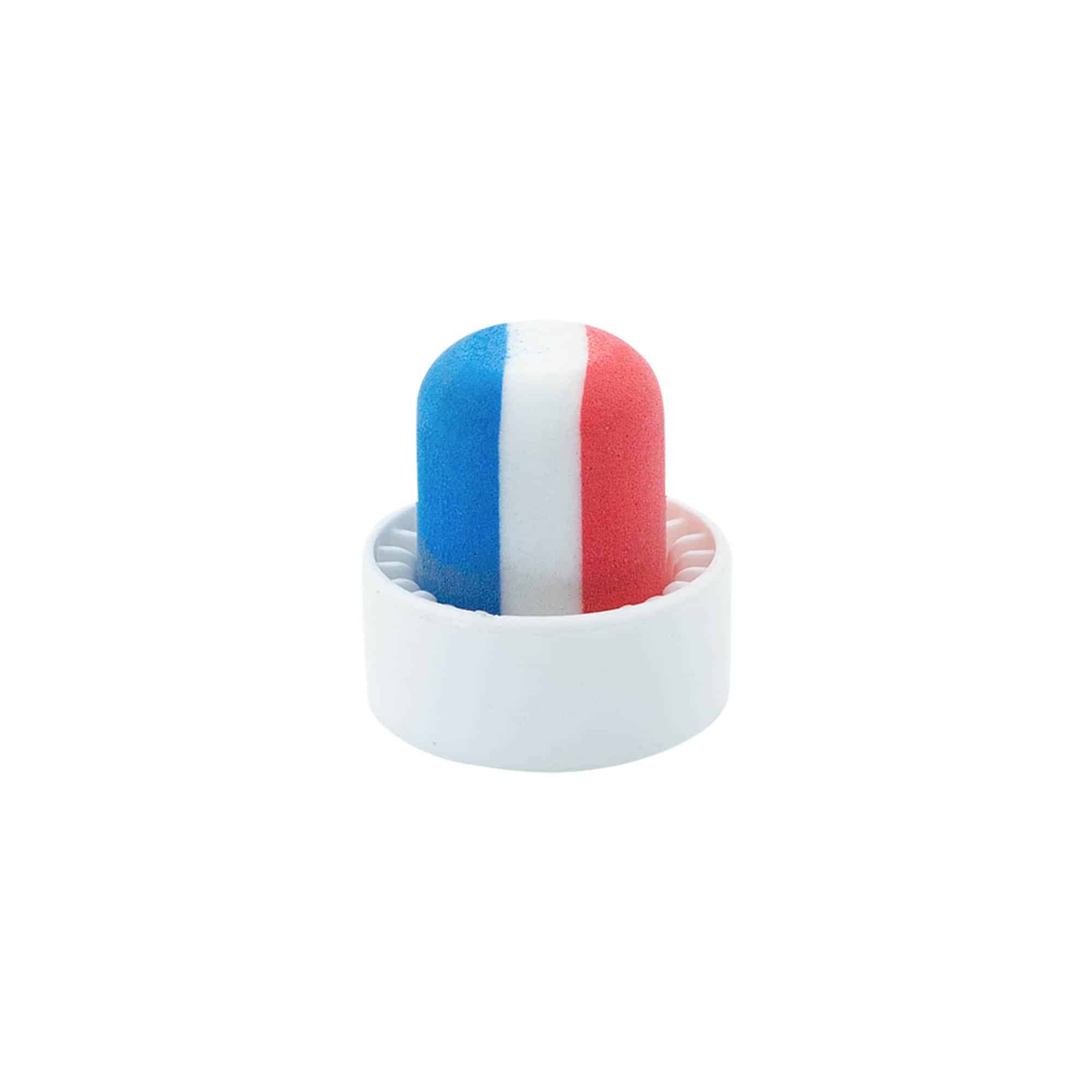 Tappo a fungo 19 mm 'Francia', plastica, multicolore, per imboccatura: fascetta