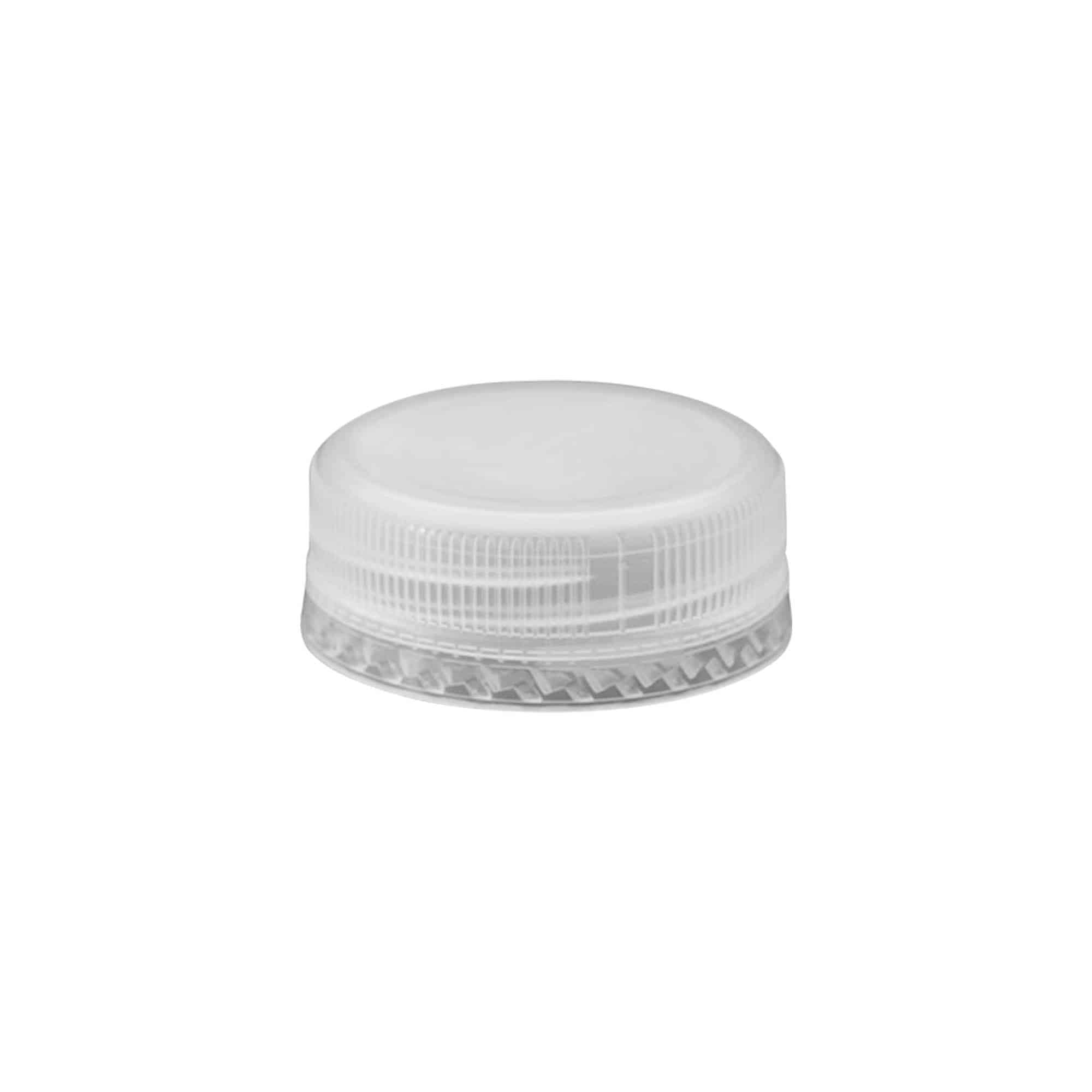 Tappo a vite a due filettature, plastica PE, bianco, per imboccatura: PET 38 mm