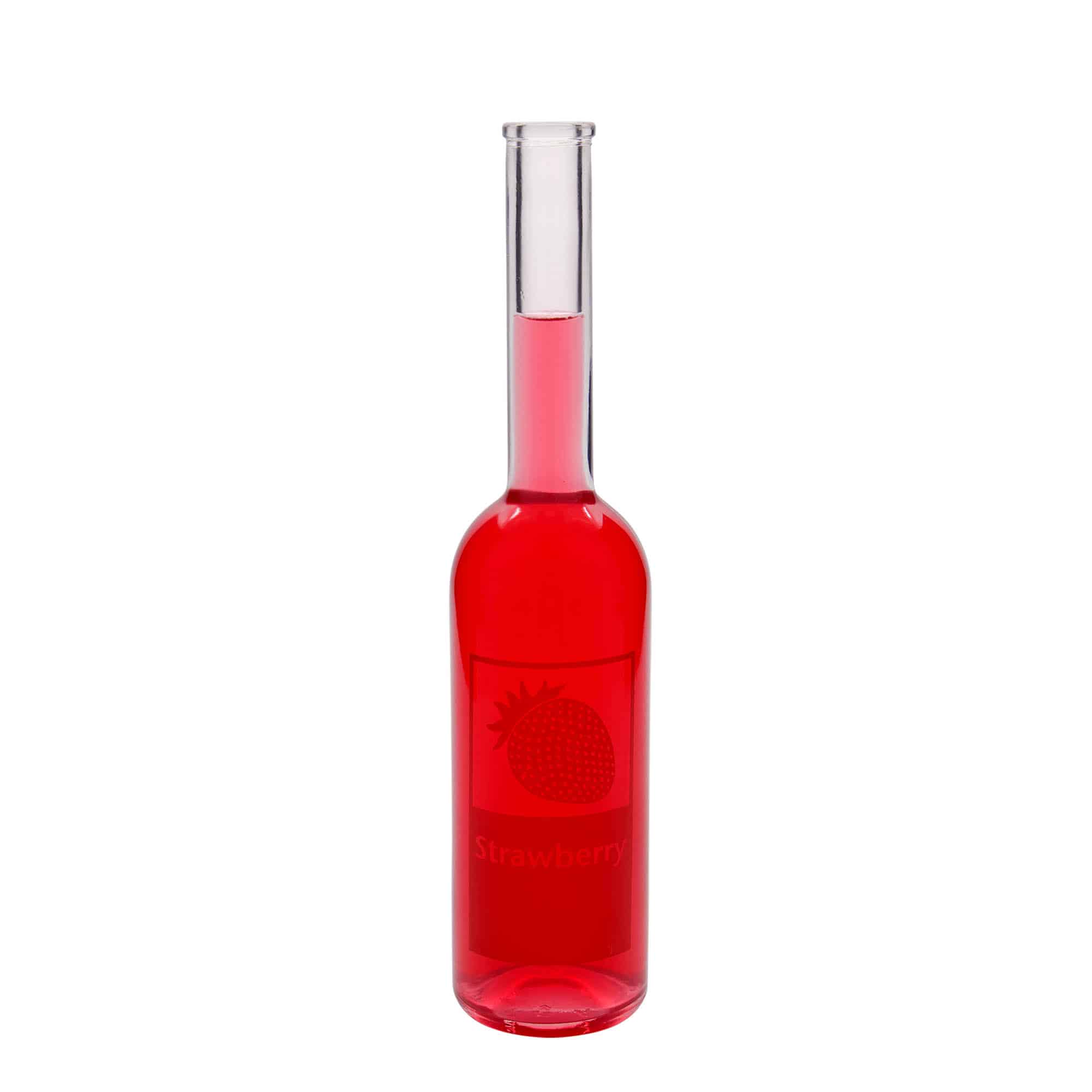500 ml Bottiglia di vetro 'Opera', motivo: Strawberry, imboccatura: fascetta