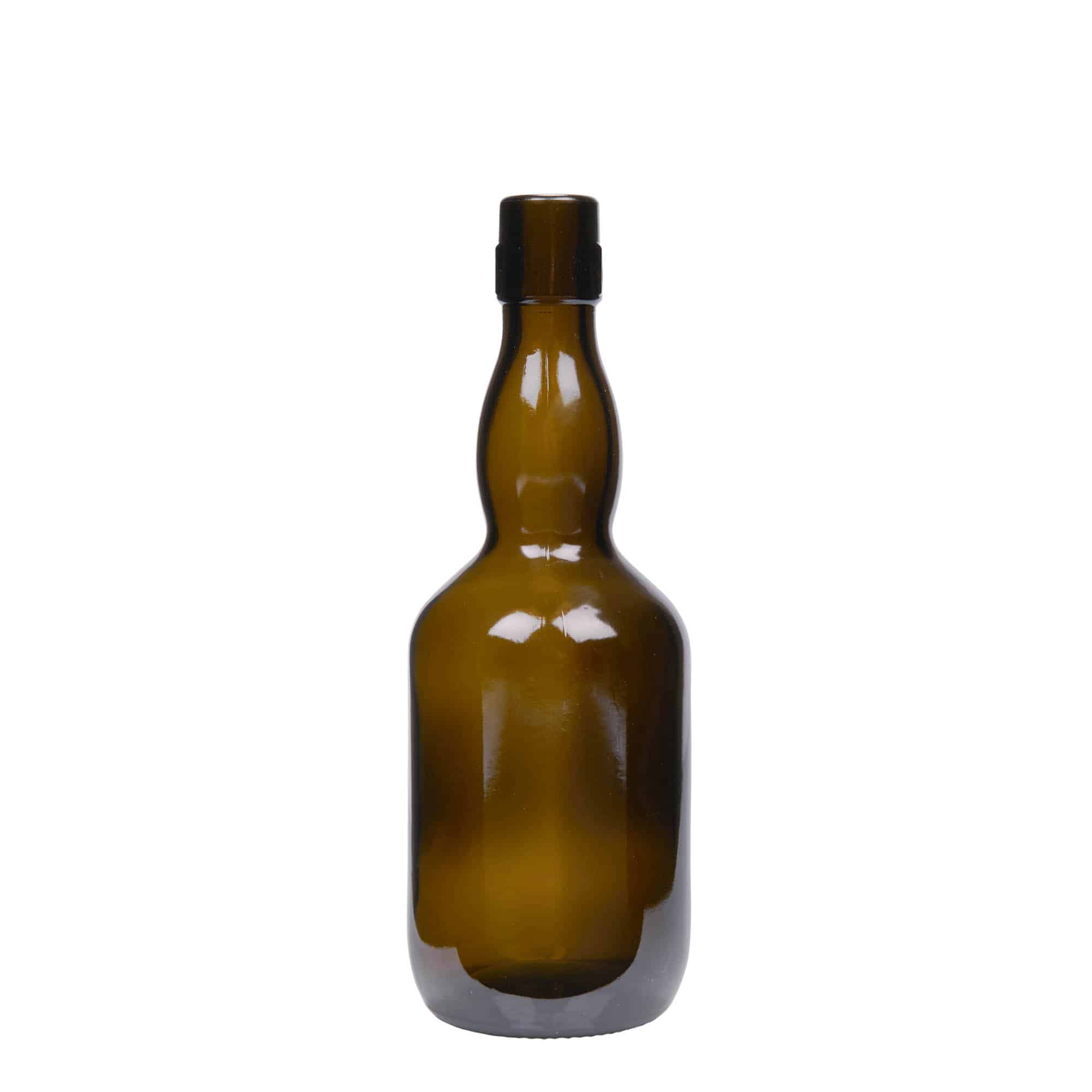500 ml Bottiglia da birra a collo ondulato, vetro, verde antico, imboccatura: tappo meccanico