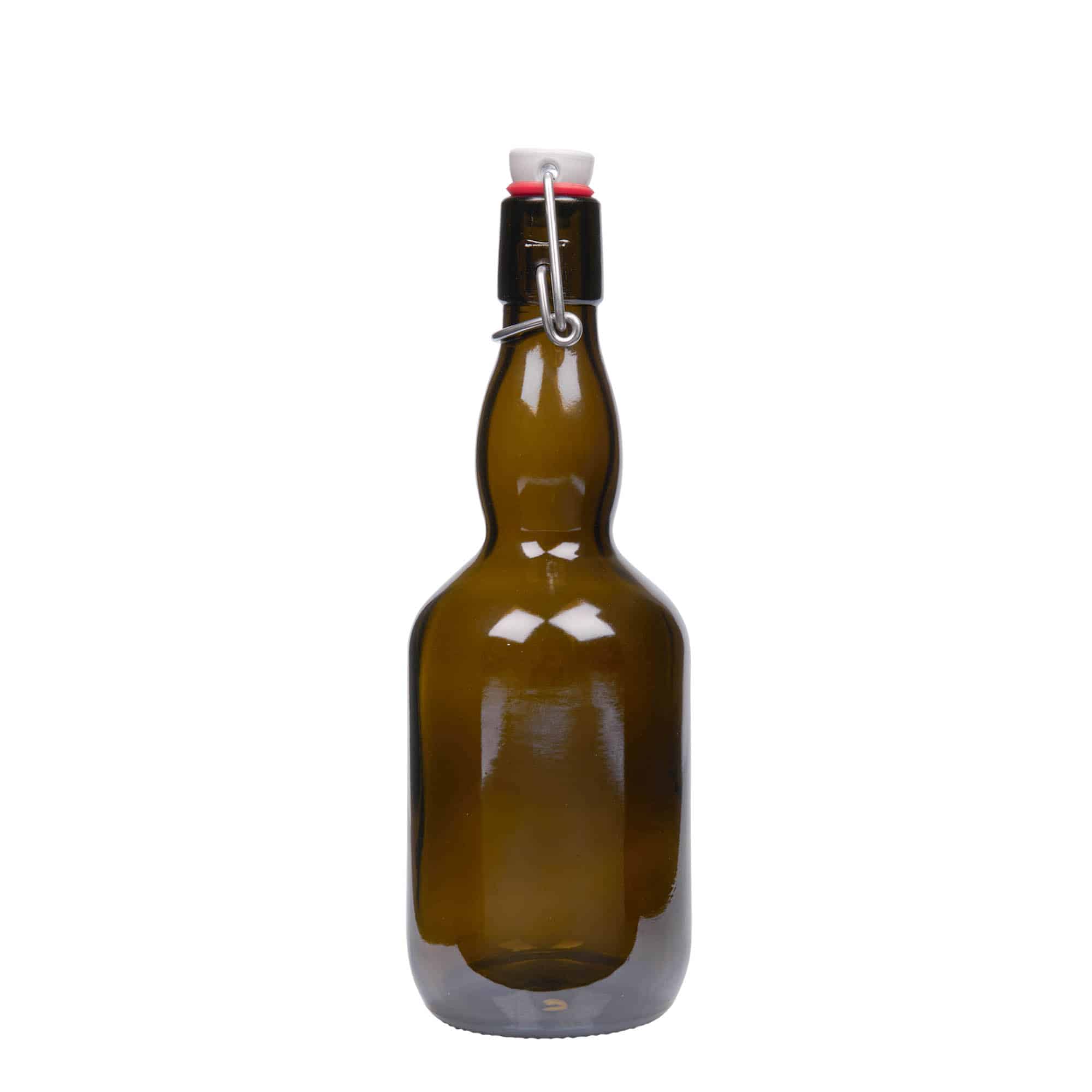 500 ml Bottiglia da birra a collo ondulato, vetro, verde antico, imboccatura: tappo meccanico